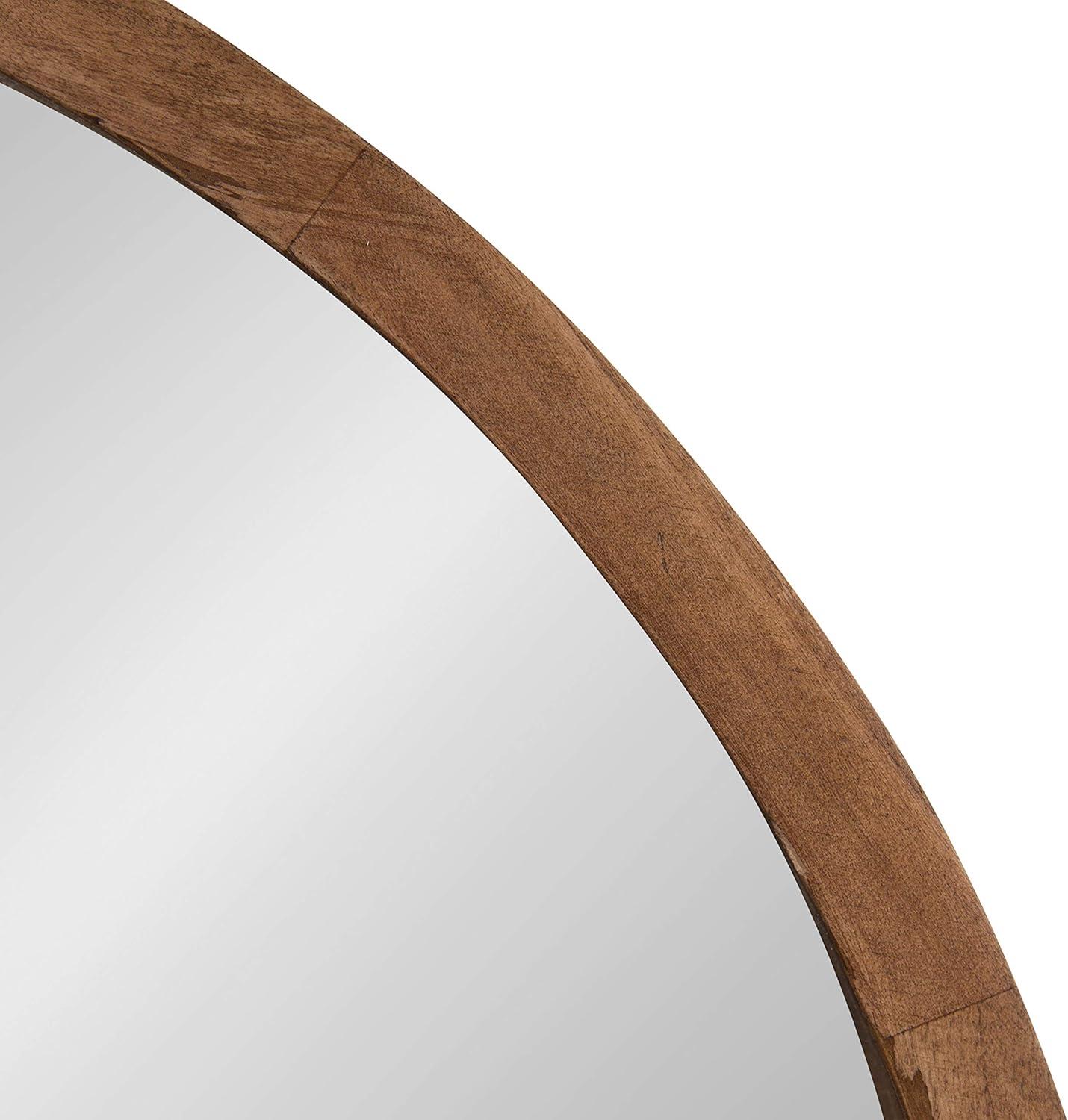 22" x 22" Hutton Round Wood Wall Mirror Rustic Brown - Kate and Laurel: Modern, No Assembly Required, Wall Mount