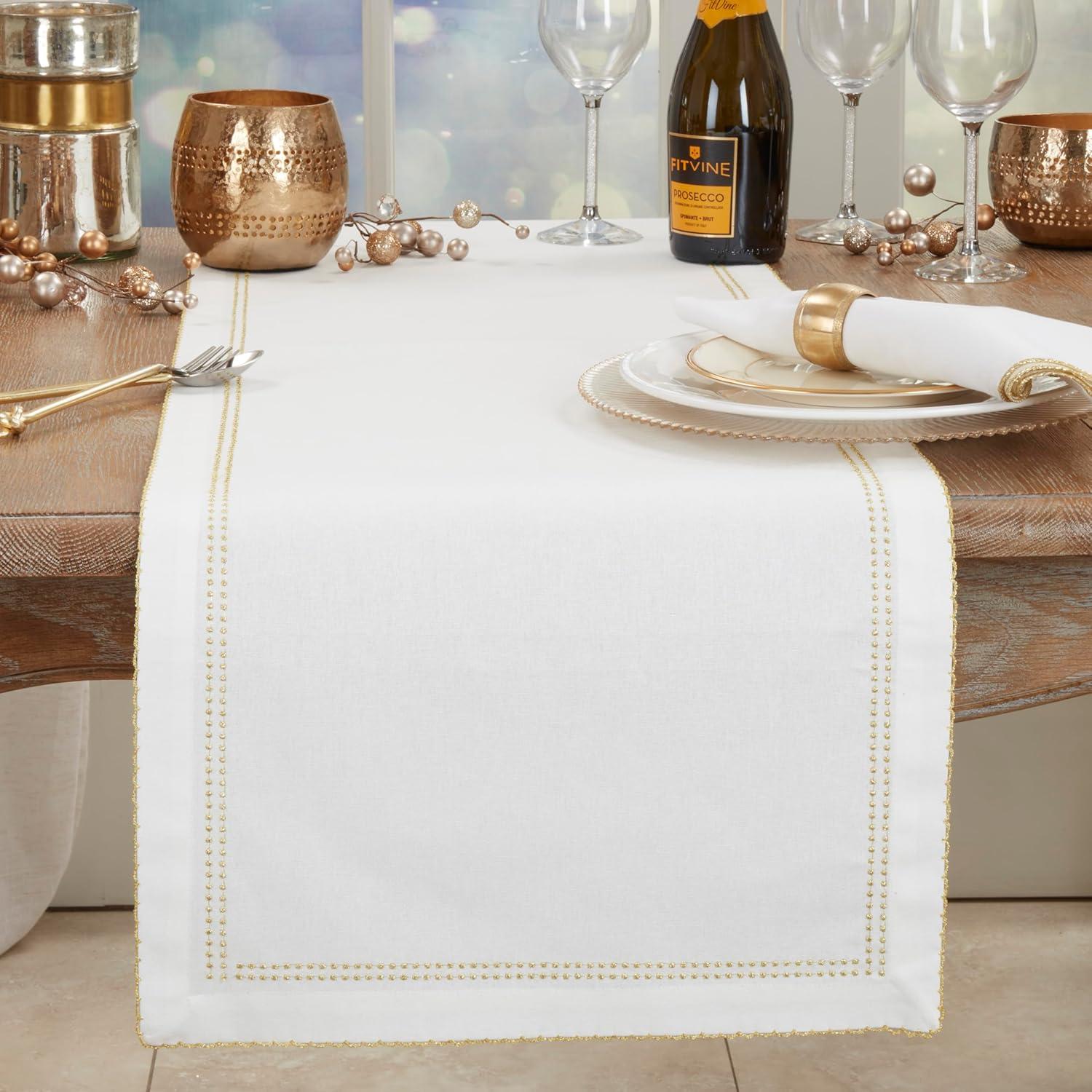 Saro Lifestyle Detailed Edge Embroidery Table Runner