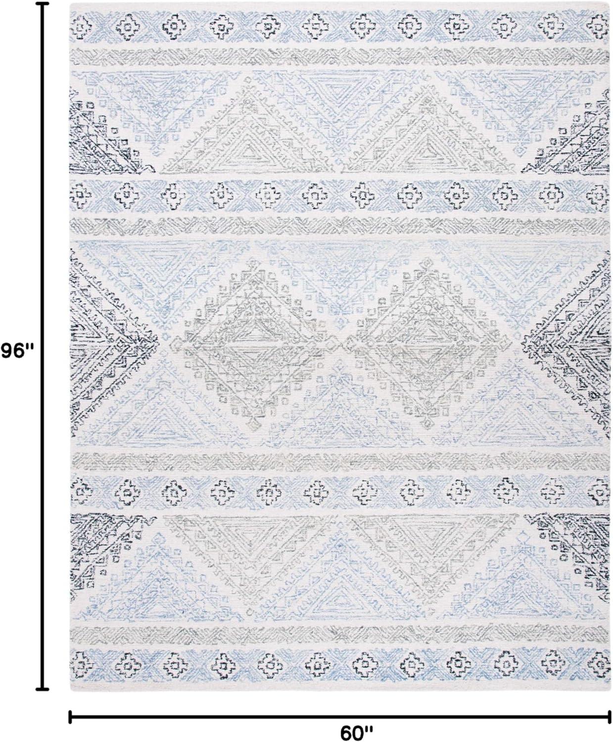 Micro-Loop MLP206 Hand Tufted Indoor Area Rug - Ivory/Grey - 5'x8' - Safavieh