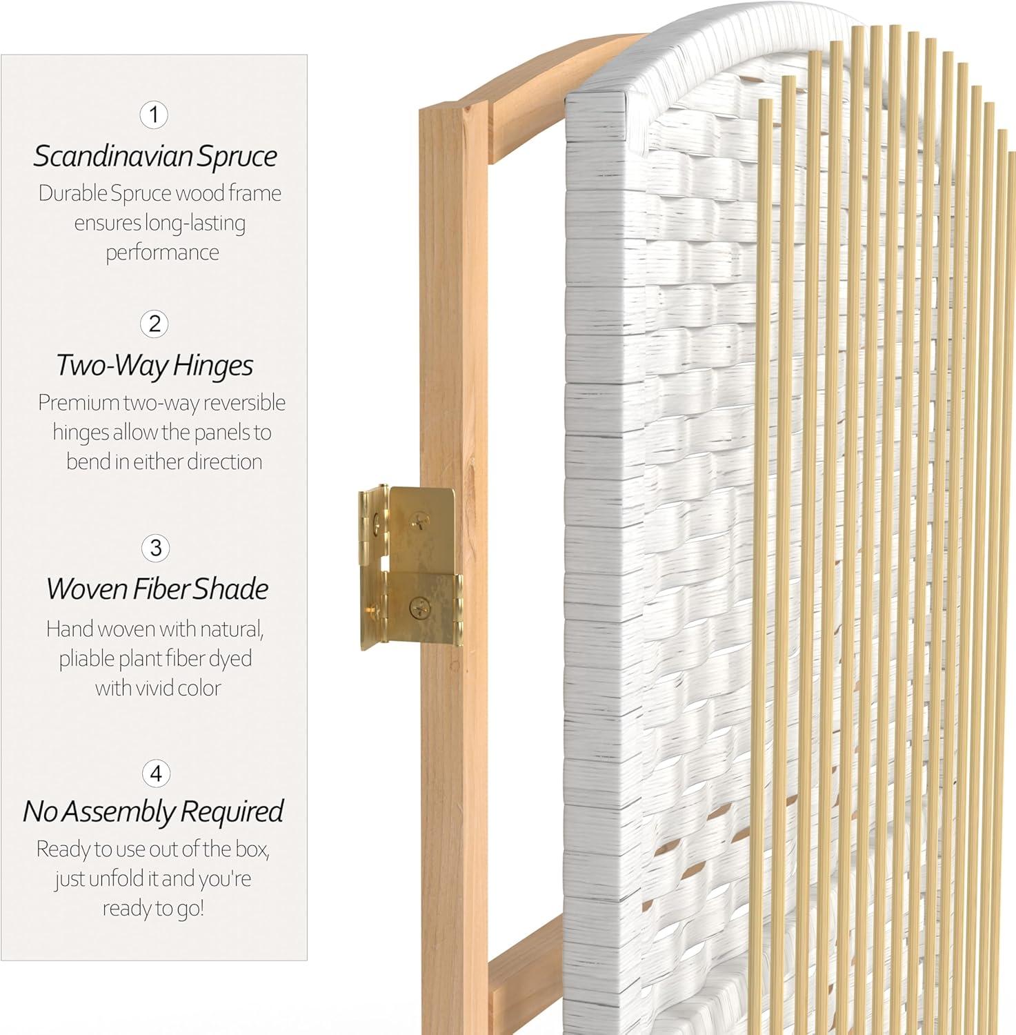 3 ft. Short Diamond Weave Fiber Folding Screen - White - 8 Panel