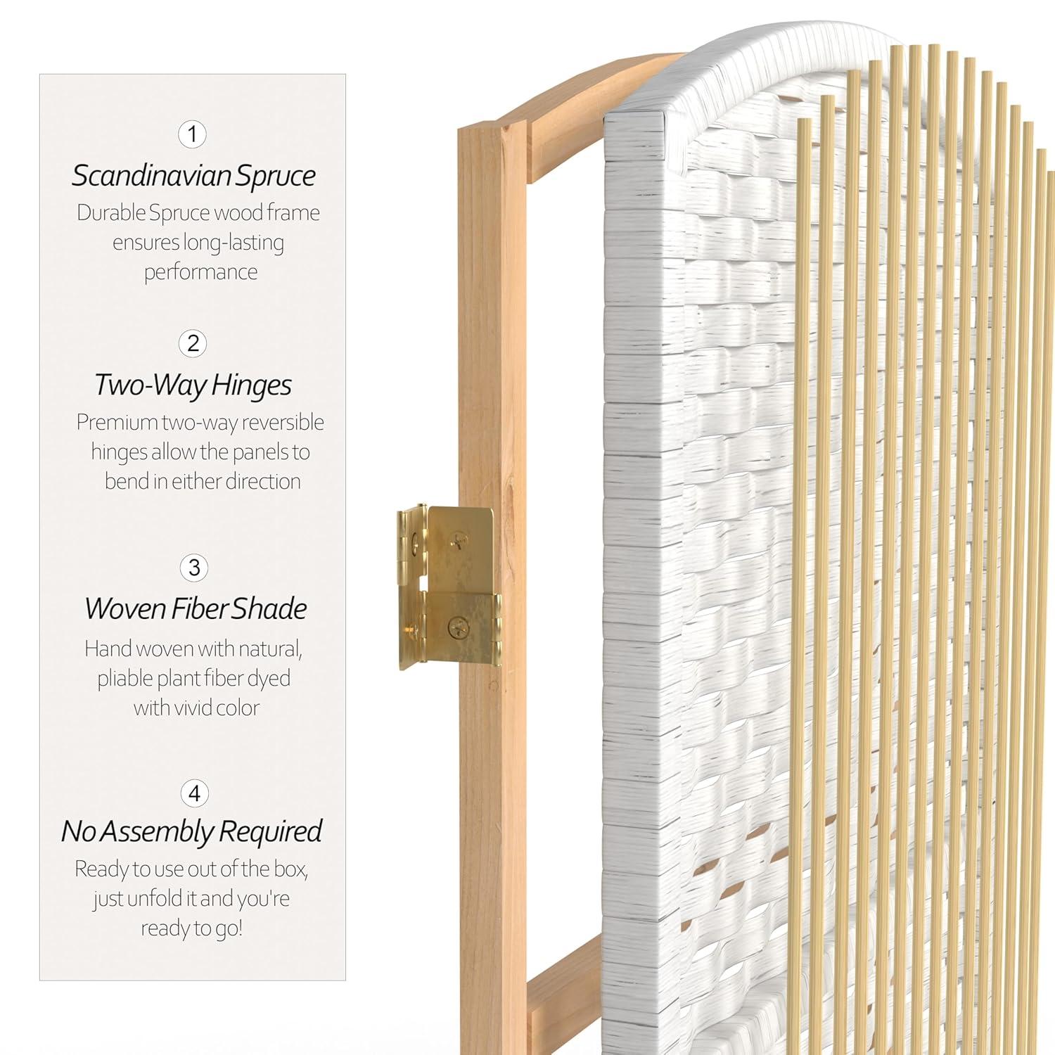 3 ft. Short Diamond Weave Fiber Folding Screen - White - 8 Panel