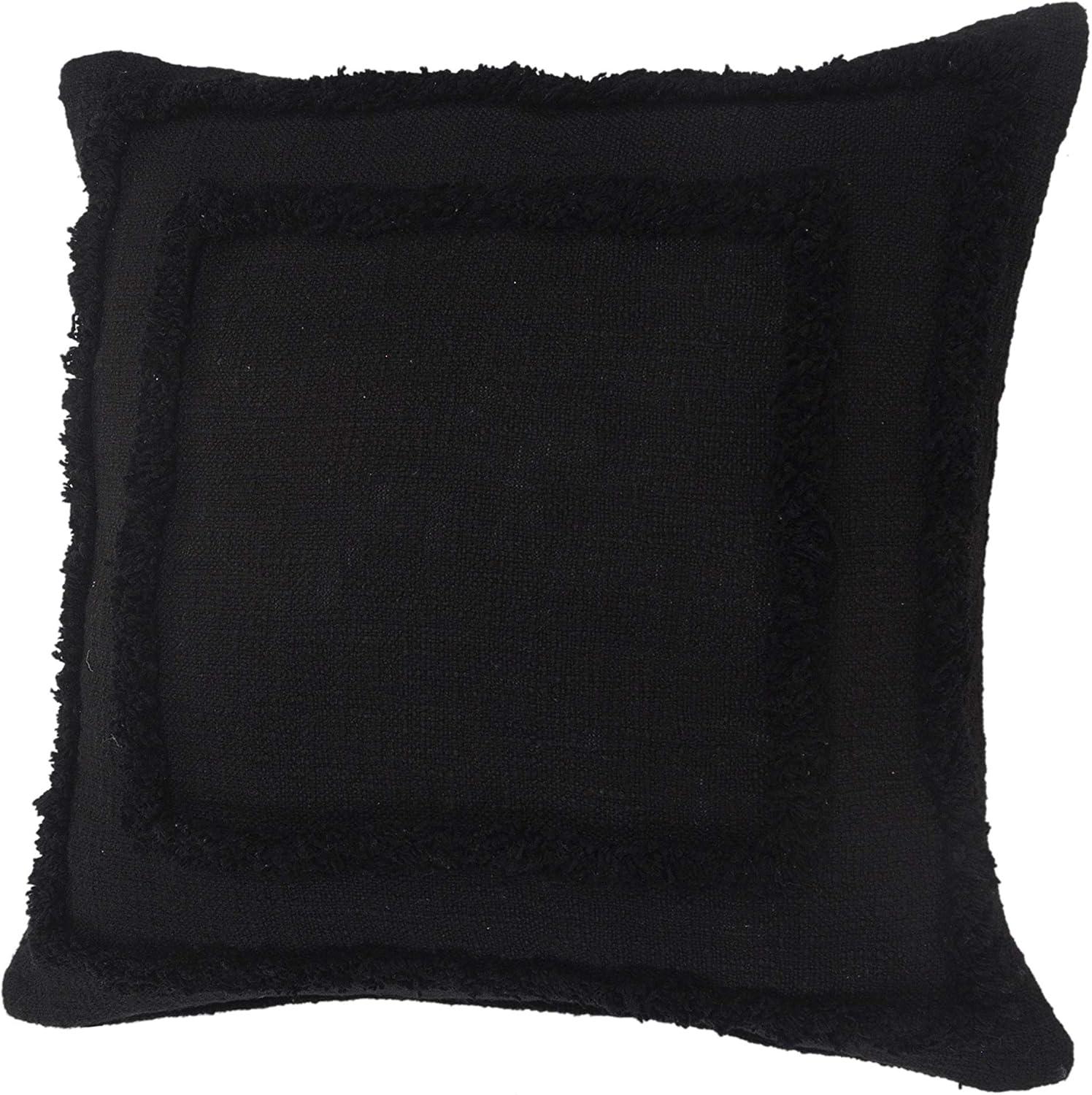 Ox Bay Modern Tufted Solid Throw Pillow, 20" x 20", Black