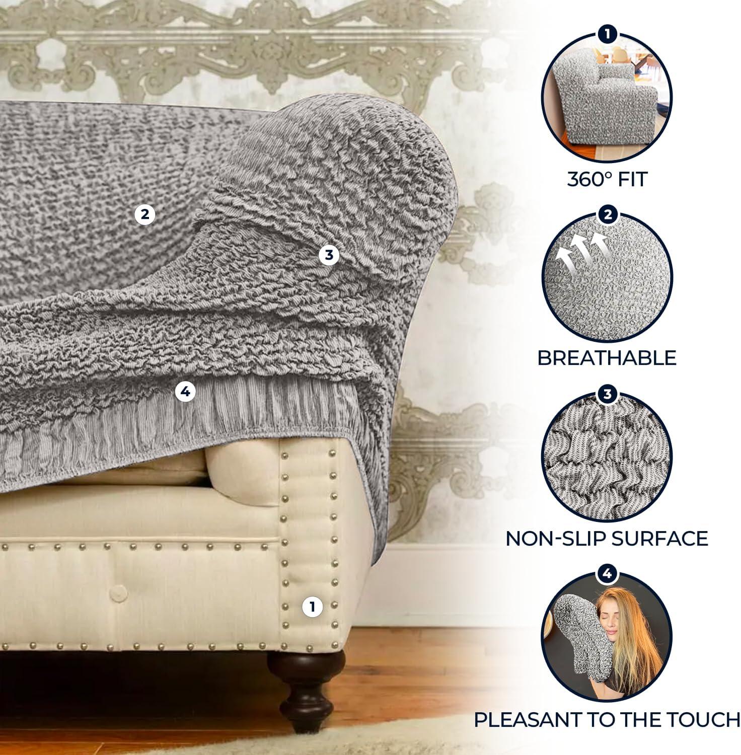 Stretchy Slipcover for Loveseat Sofa - Italian Style & Premium Quality - Mille Righe Collection