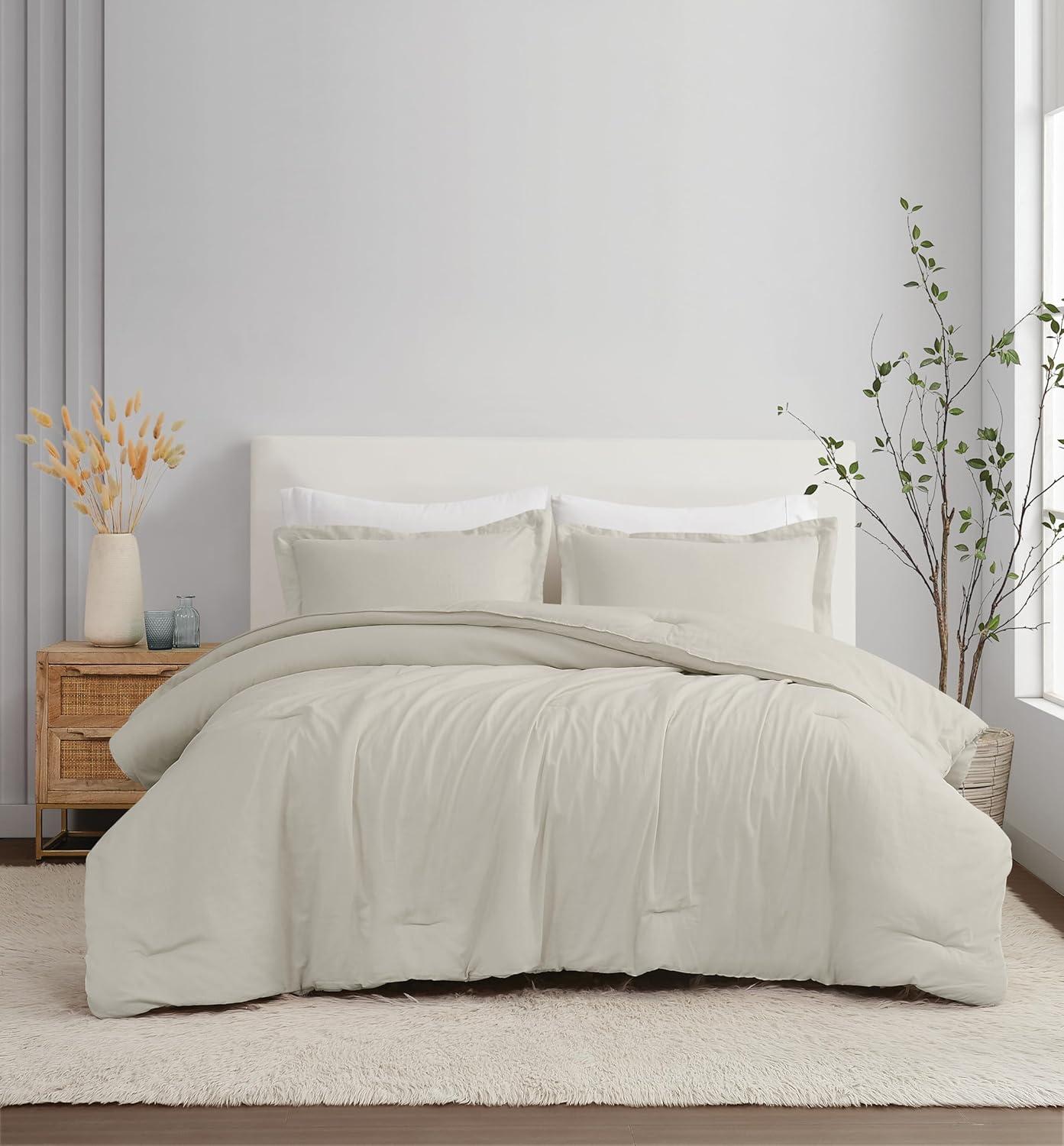 Brooklyn Loom 3pc King Flax Linen Comforter Set Natural