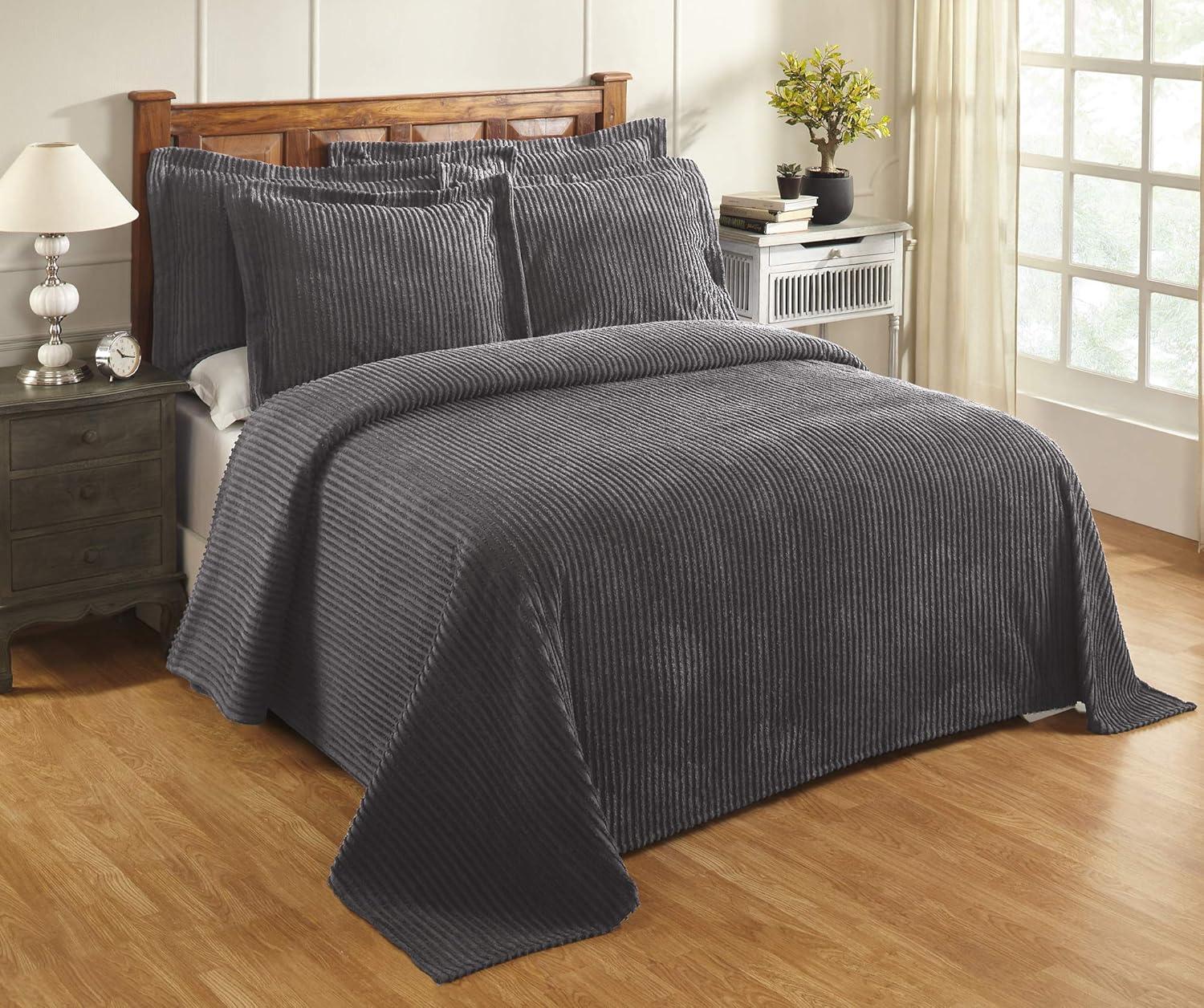 Better Trends Jullian 100% Cotton Tufted - Classic Stripe Bedspread Soft & Cozy Bedding for All Seasons, Machine Washable Coverlet