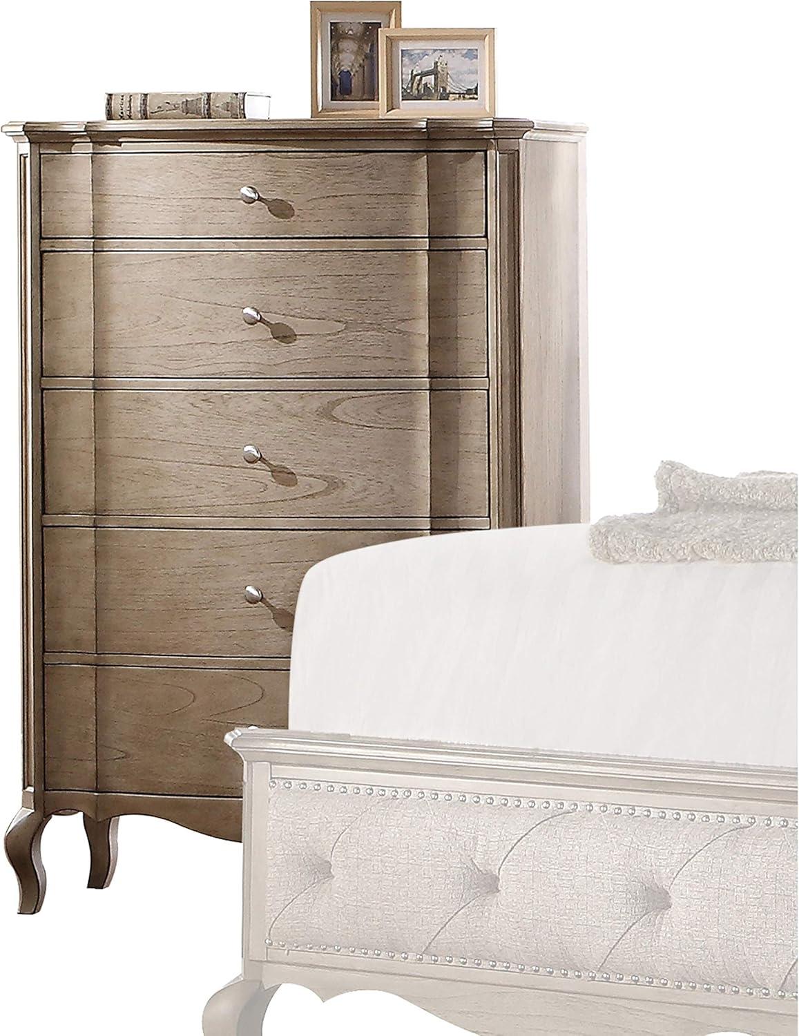 38" Chelmsford Chest Antique Taupe - Acme Furniture: 5-Drawer, No Assembly Required, Space Saving