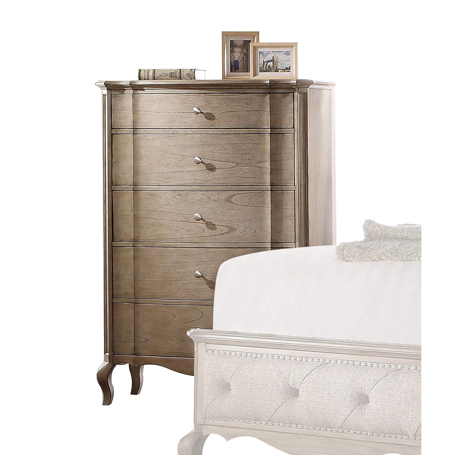 38" Chelmsford Chest Antique Taupe - Acme Furniture: 5-Drawer, No Assembly Required, Space Saving