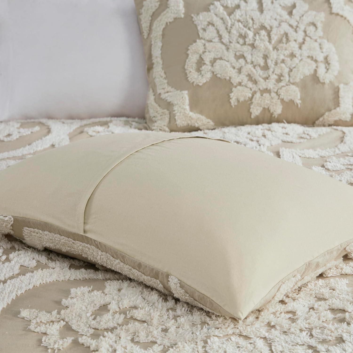 Viola Tufted Cotton Chenille Damask 3 Piece Comforter Set