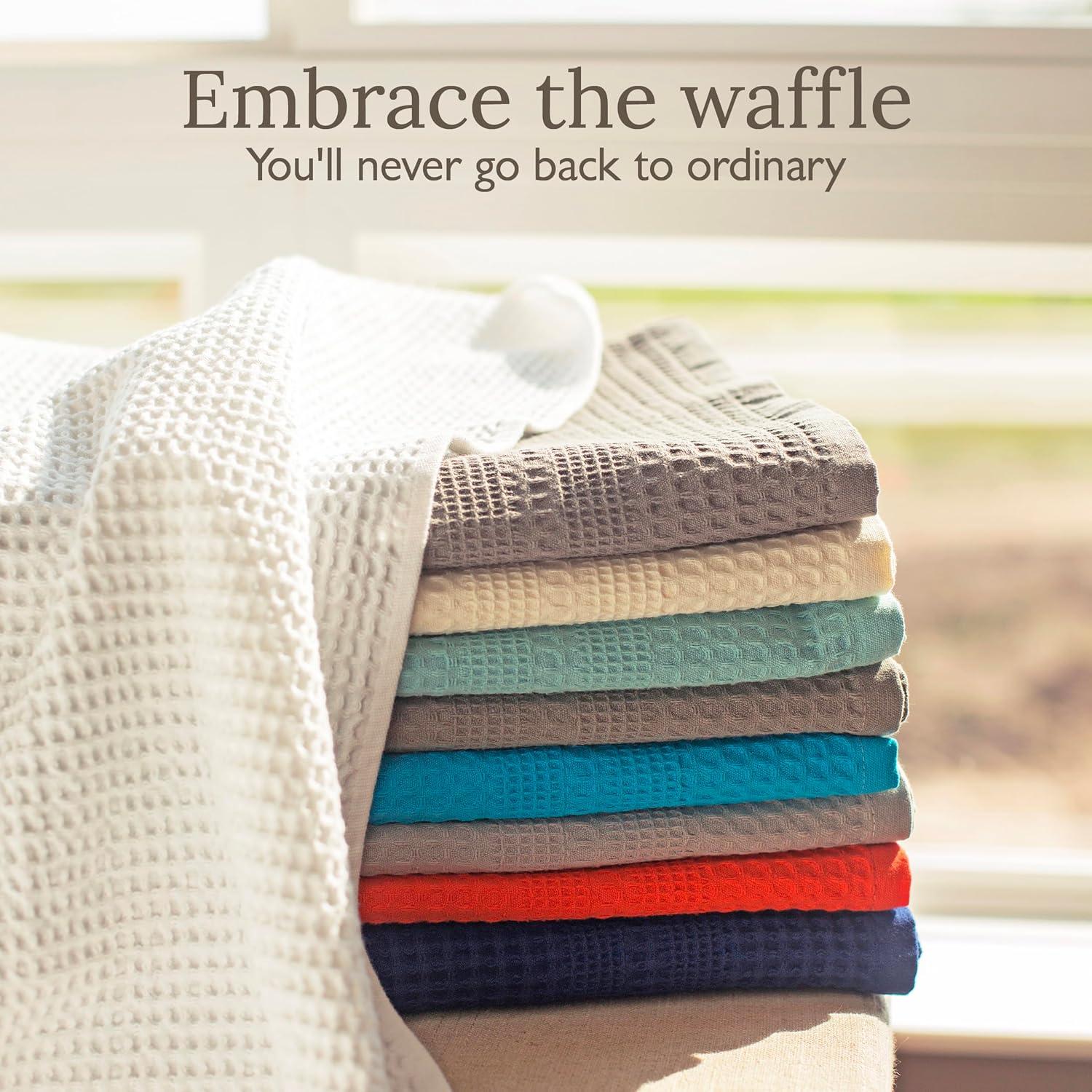 Waffle Towels Wash Cloths for Showering, Exfoliating Washcloth Face Towels, Quick Dry Towel Cotton Washcloths Set of 4, Classic Style (Seafoam)