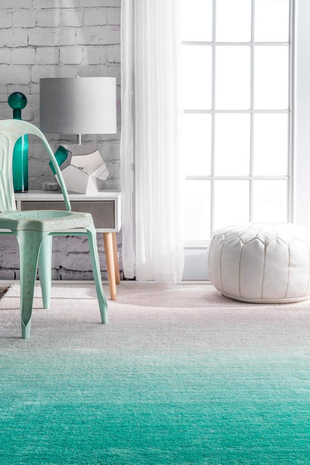 Nuloom Handmade Ombre Shag Shags Runner Indoor Area Rug - Turquoise 2' 6" x 8'