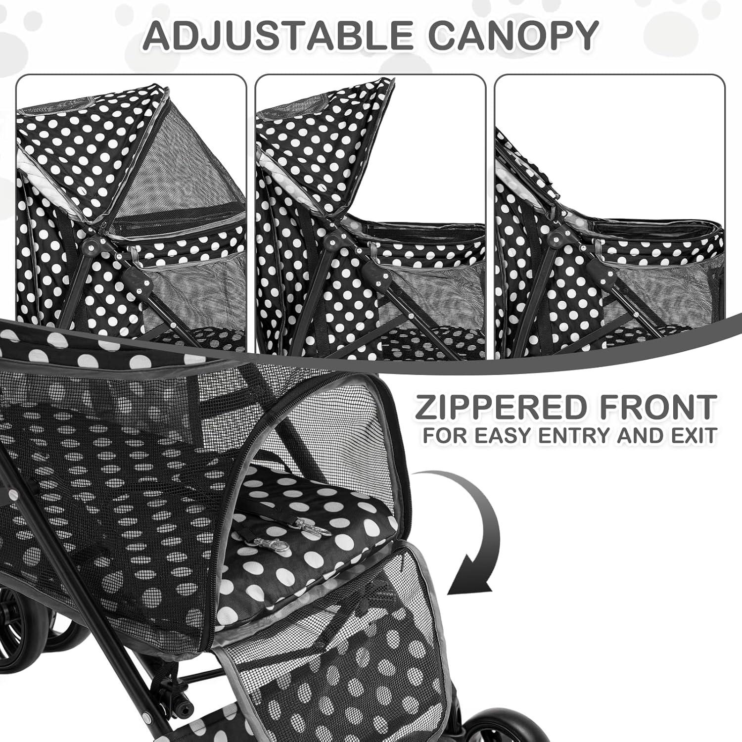 Pet Stoller Dog Cat Stoller Comfortable Lightweight Stroller With Adjustable Canopy