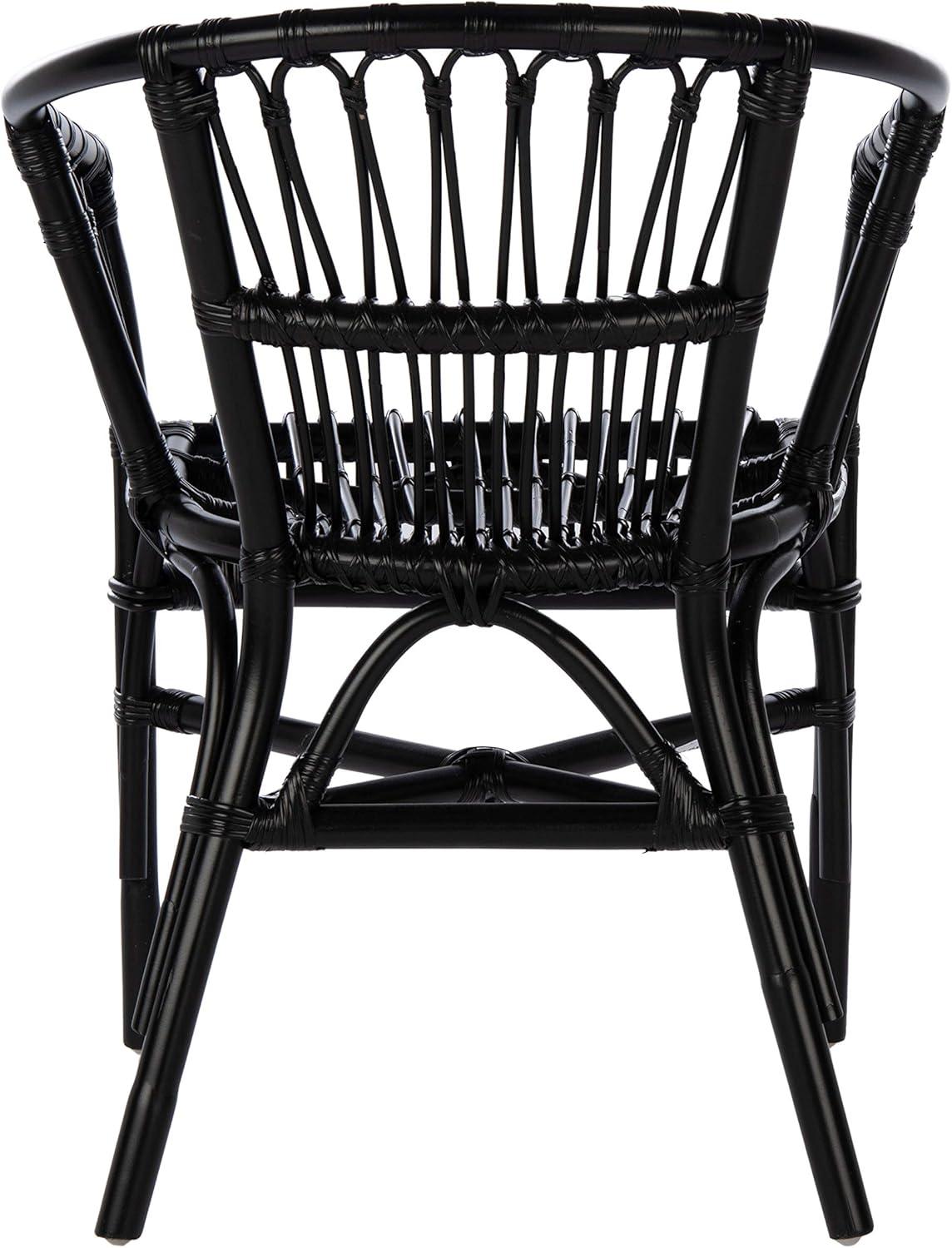 SAFAVIEH Adriana Solid Rattan Armchair, Black, Set of 2