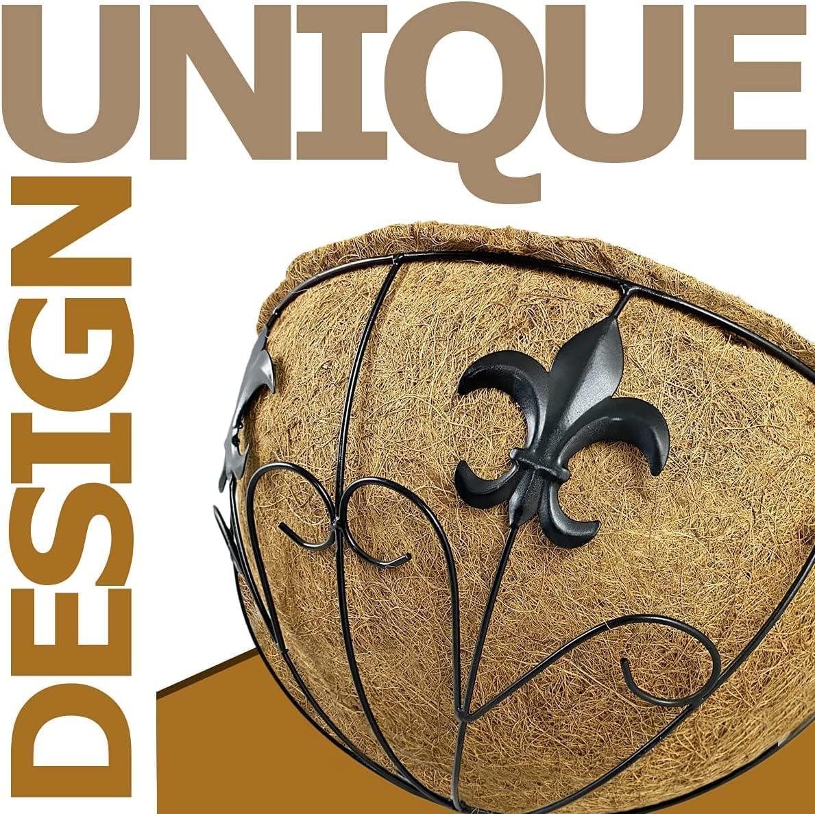 Ashman Wall/Rail Metal Plant Basket, Black, 2 Pack – Hanging Flower Planters for Fences & Walls