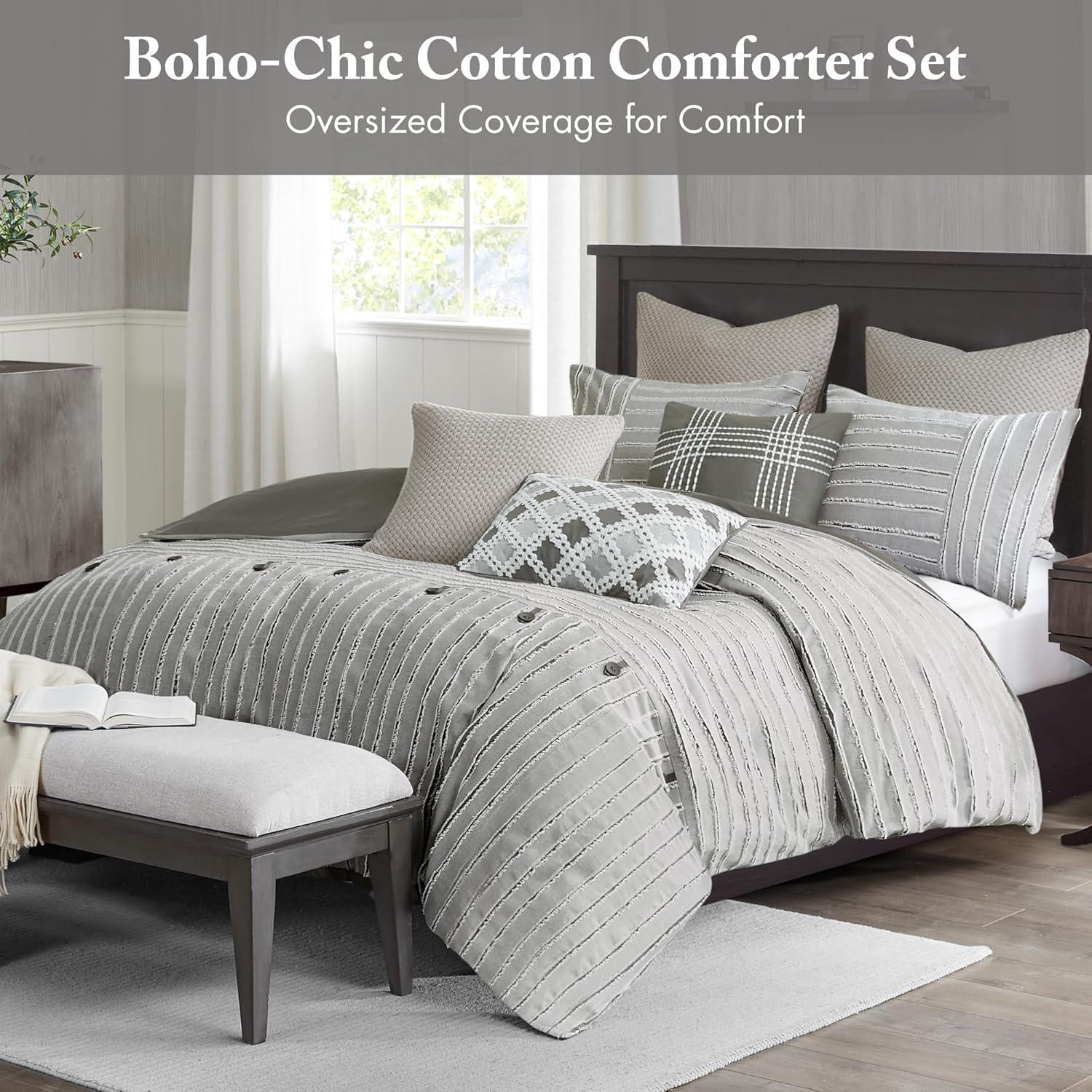 Madison Park Signature Madison Park Signature Essence Oversized Cotton Clipped Jacquard Comforter Set