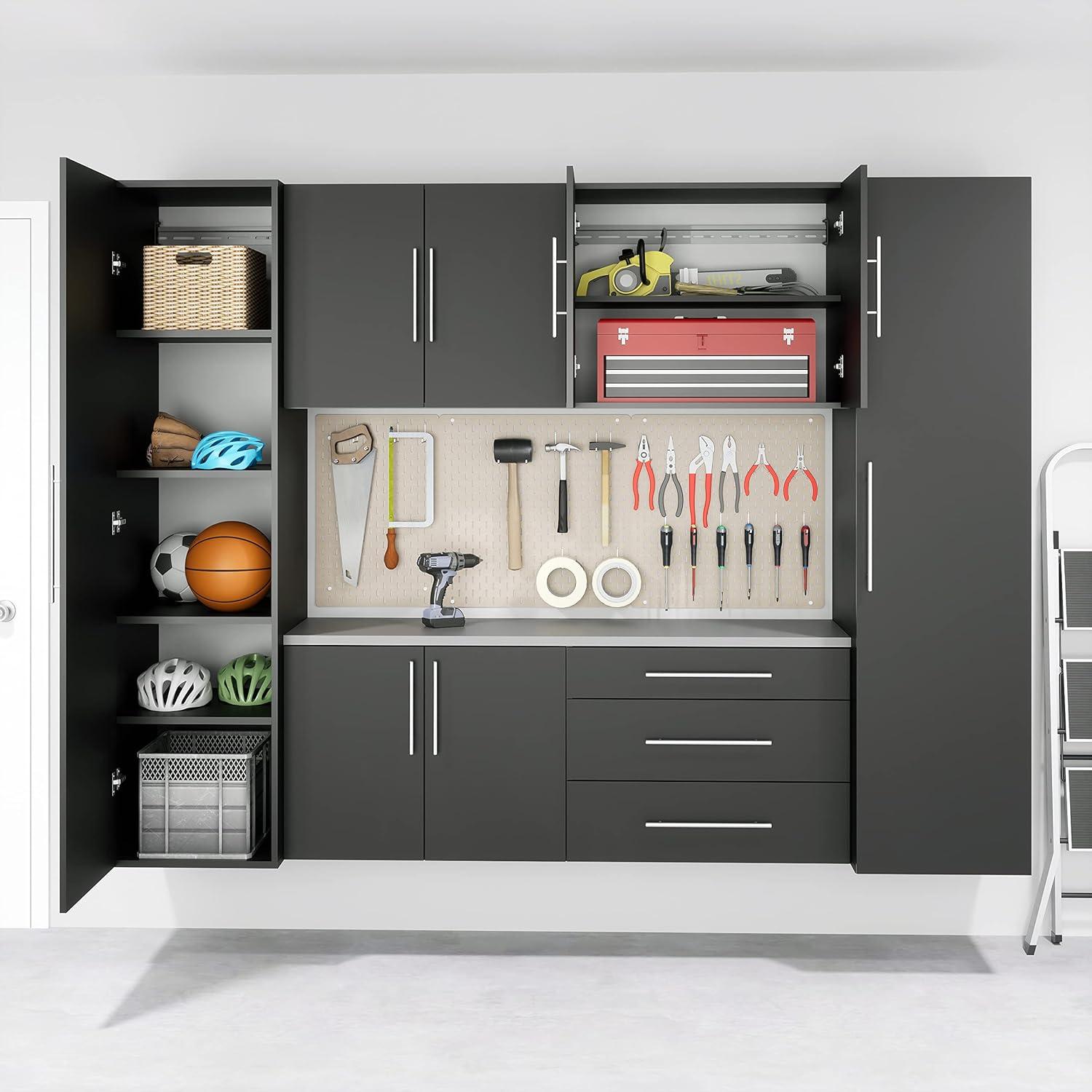 Versatile Wall-Mounted Black Laminated Composite Wood 3-Drawer Cabinet