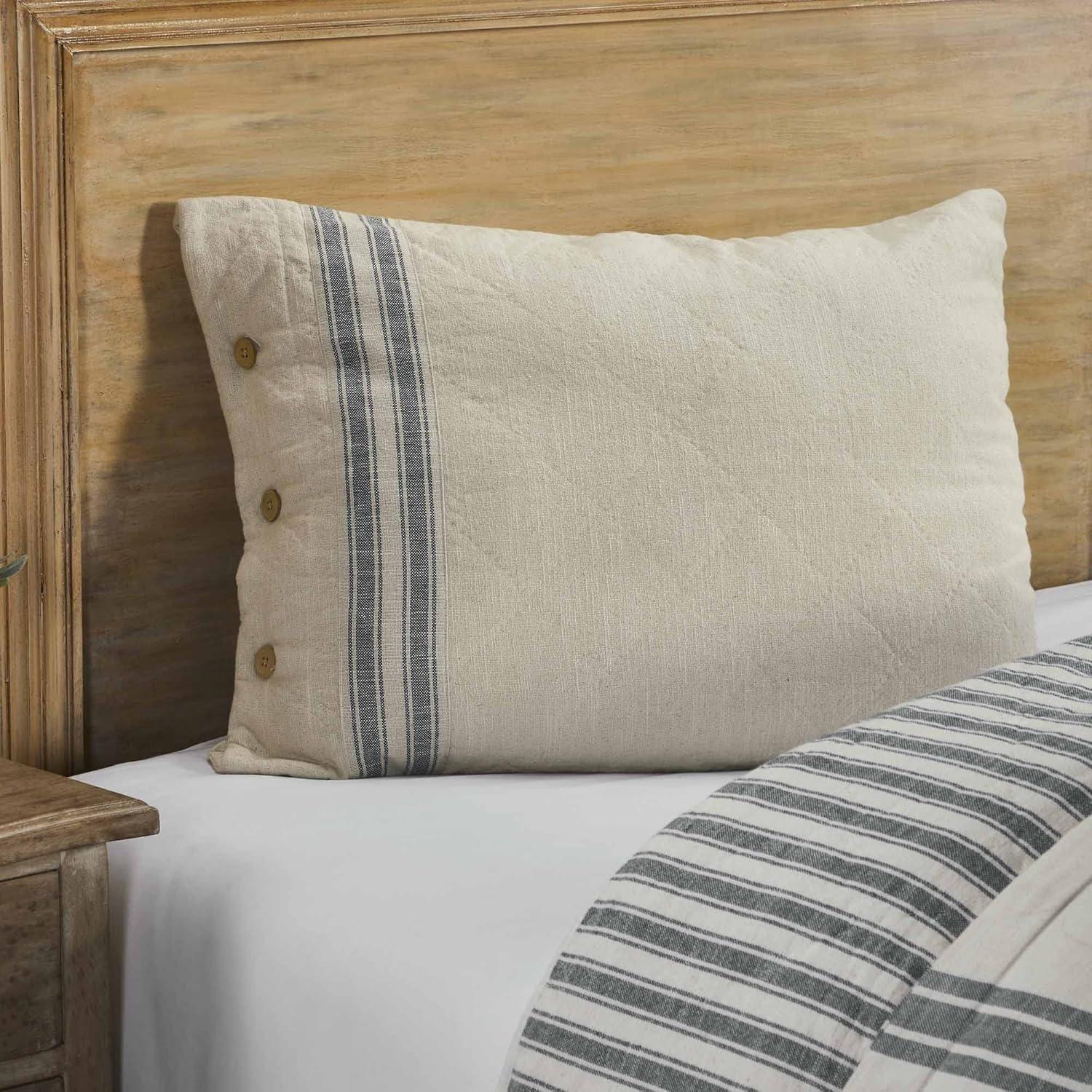 Piper Classics Market Place Gray Ticking Stripe Standard Size Pillow Sham