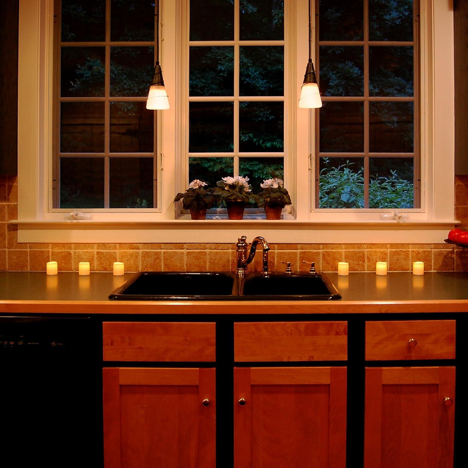 LumaBase Battery Operated LED Mini Pillar Candles - Set of 6