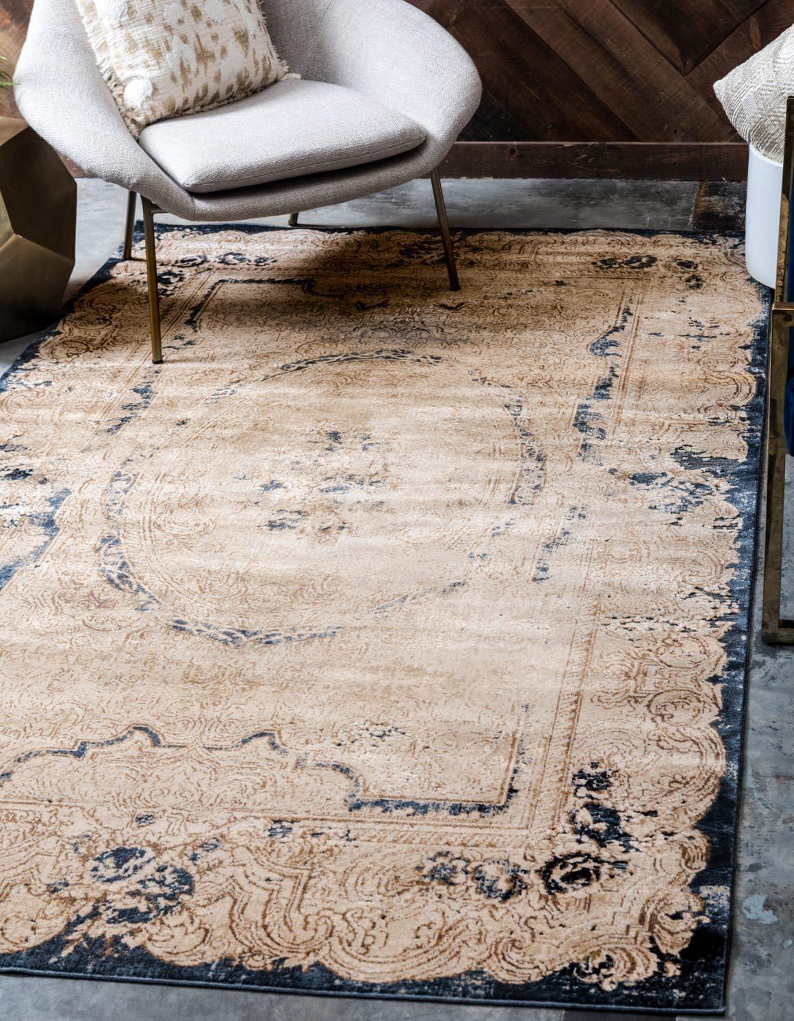 Unique Loom Chateau Collection Area Rug - Adams (5' 1" x 8' Rectangle Cream/Brown)