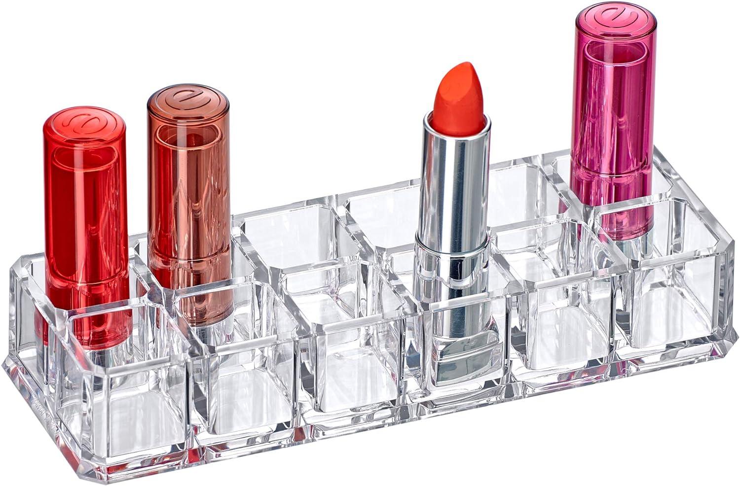 Crystal Clear 12-Slot Acrylic Lipstick Organizer