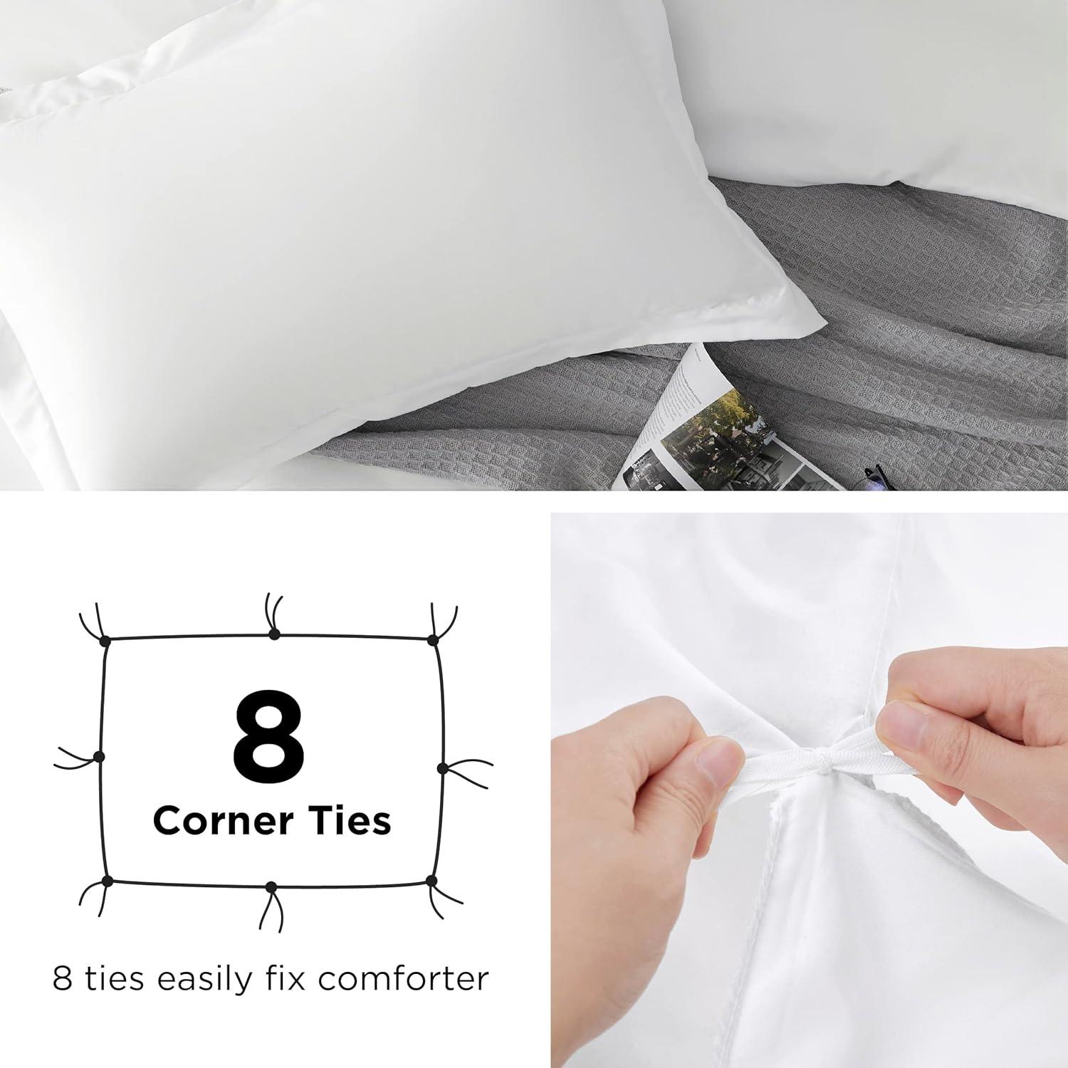 White Microfiber Full Duvet Cover Set with Zipper Closure