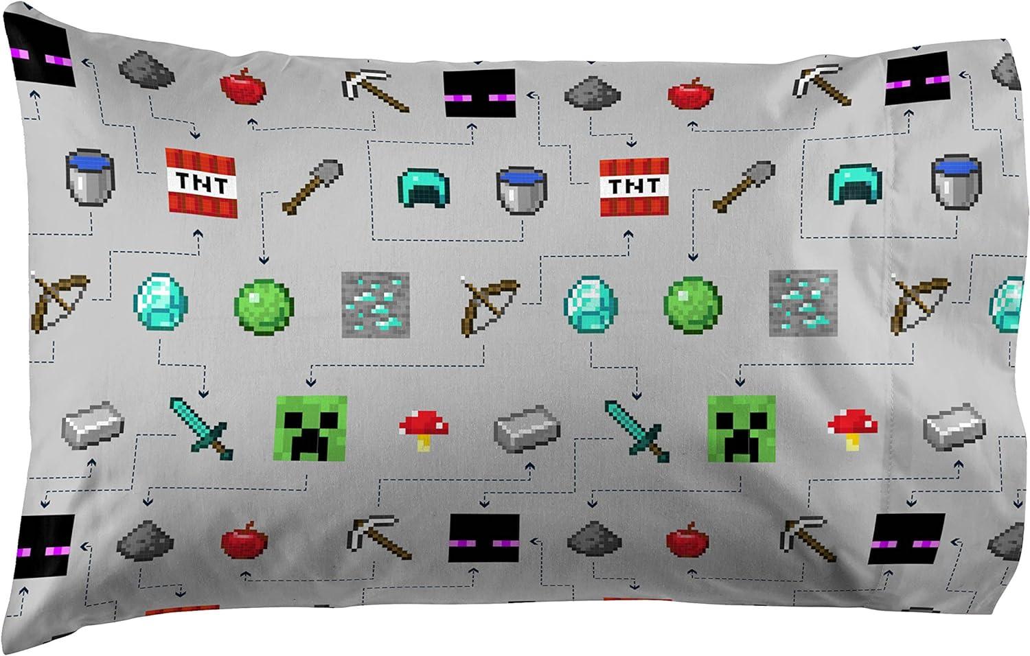 Minecraft Monster Hunters Twin Sheet Set - 3 Piece Set Super Soft and Cozy Kid’s Bedding Features Creepers