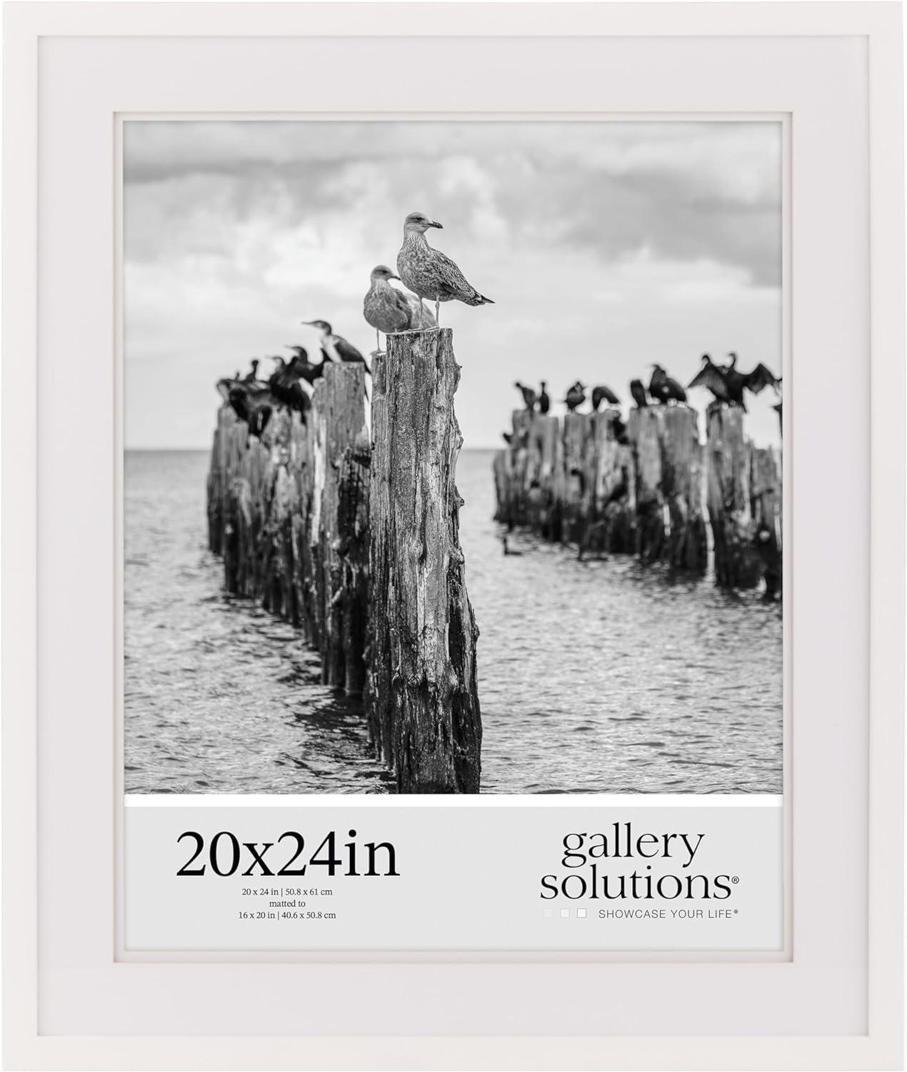 Gallery Solutions 20"x24" White Wood Frame with Double Mat