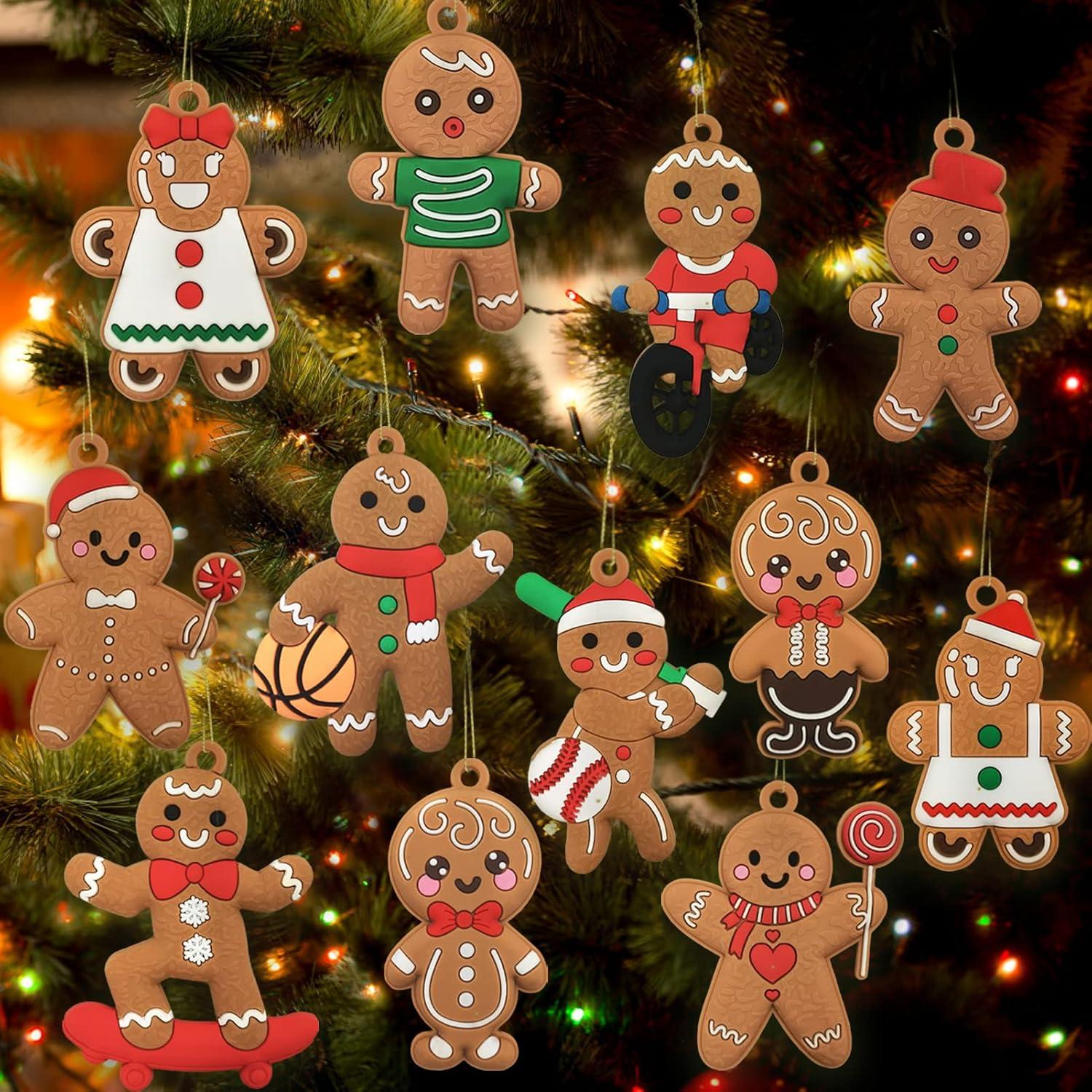 Multicolor PVC Gingerbread Man Christmas Tree Ornaments Set