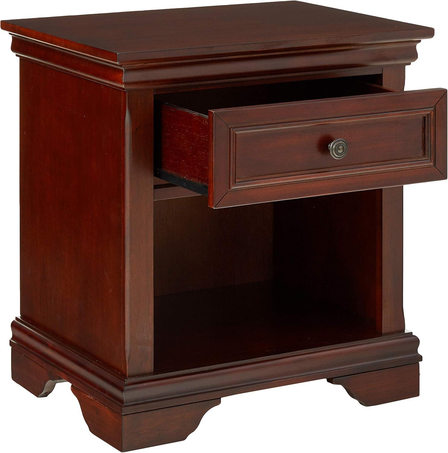 Lafayette Cherry Mahogany 1-Drawer Nightstand with Open Storage