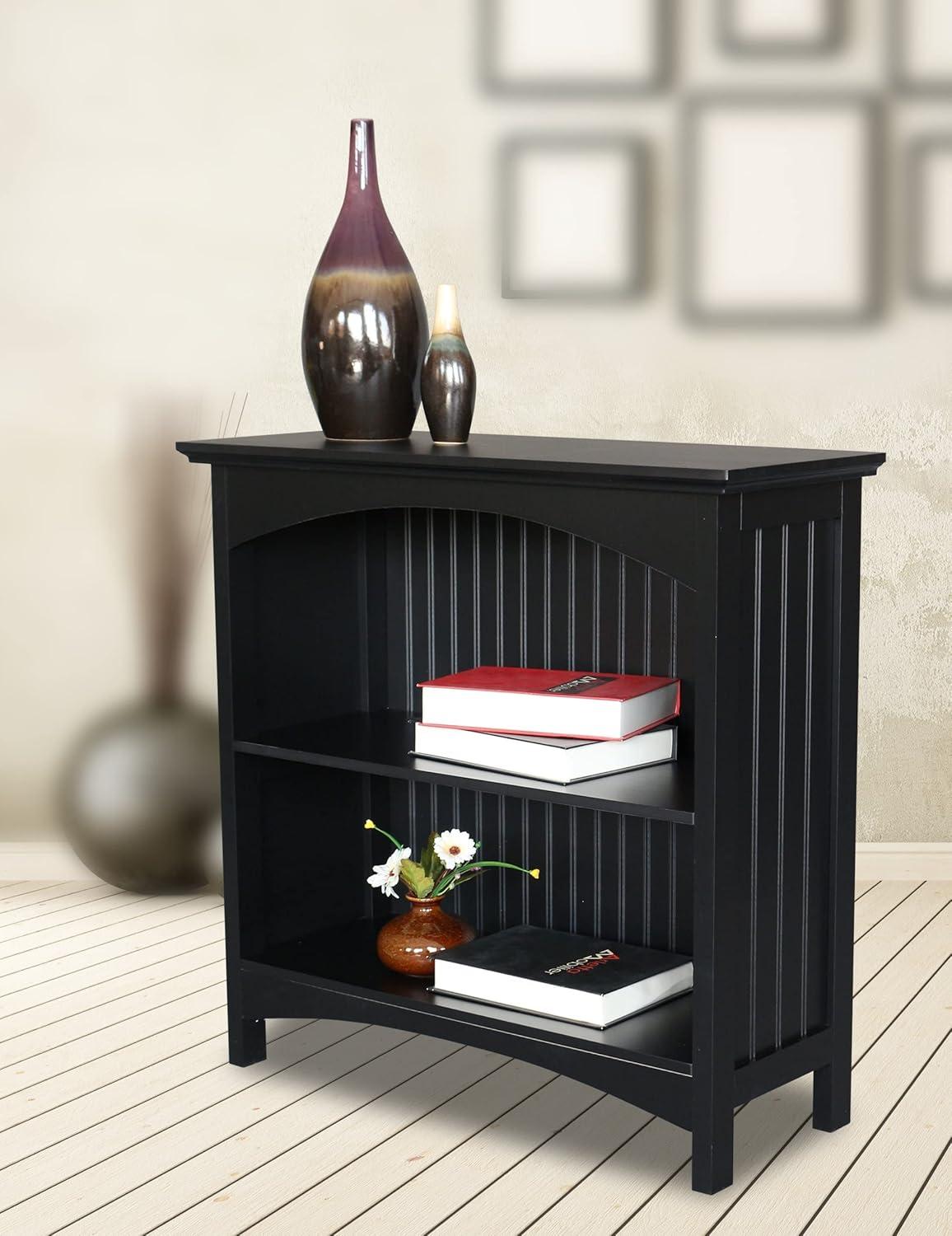eHemco 3 Tier Storage Shelf Bookcase with 2 Arched Supports, 40 Inches Height, Black