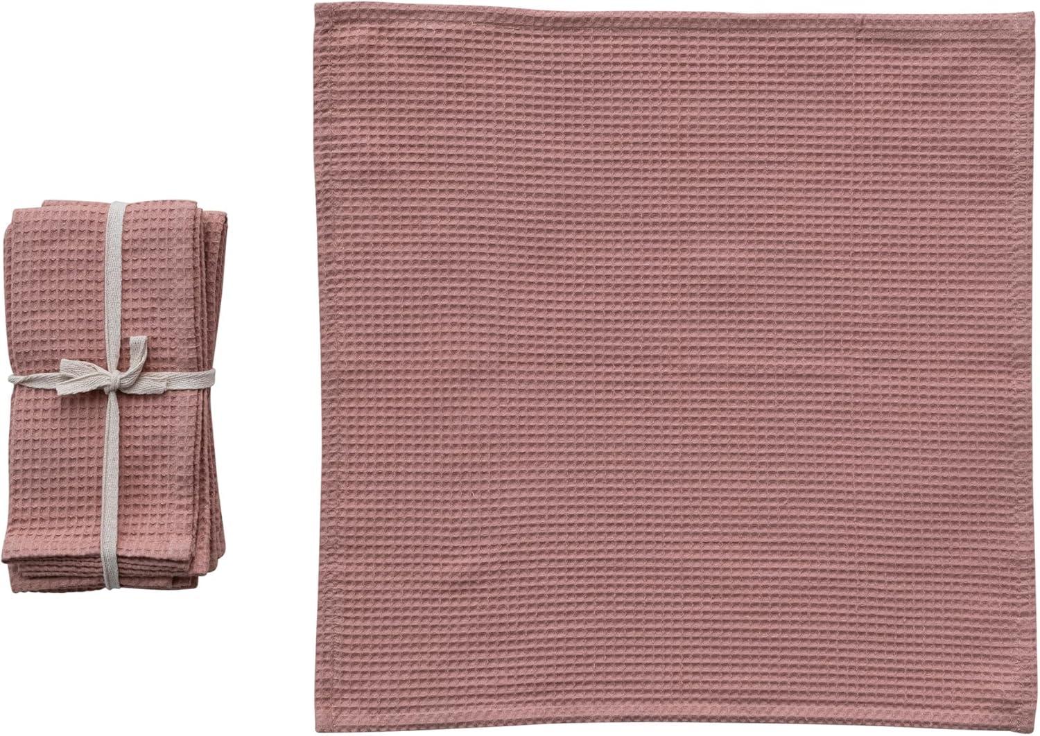 Putty Blush Woven Linen and Cotton Waffle Dinner Napkins