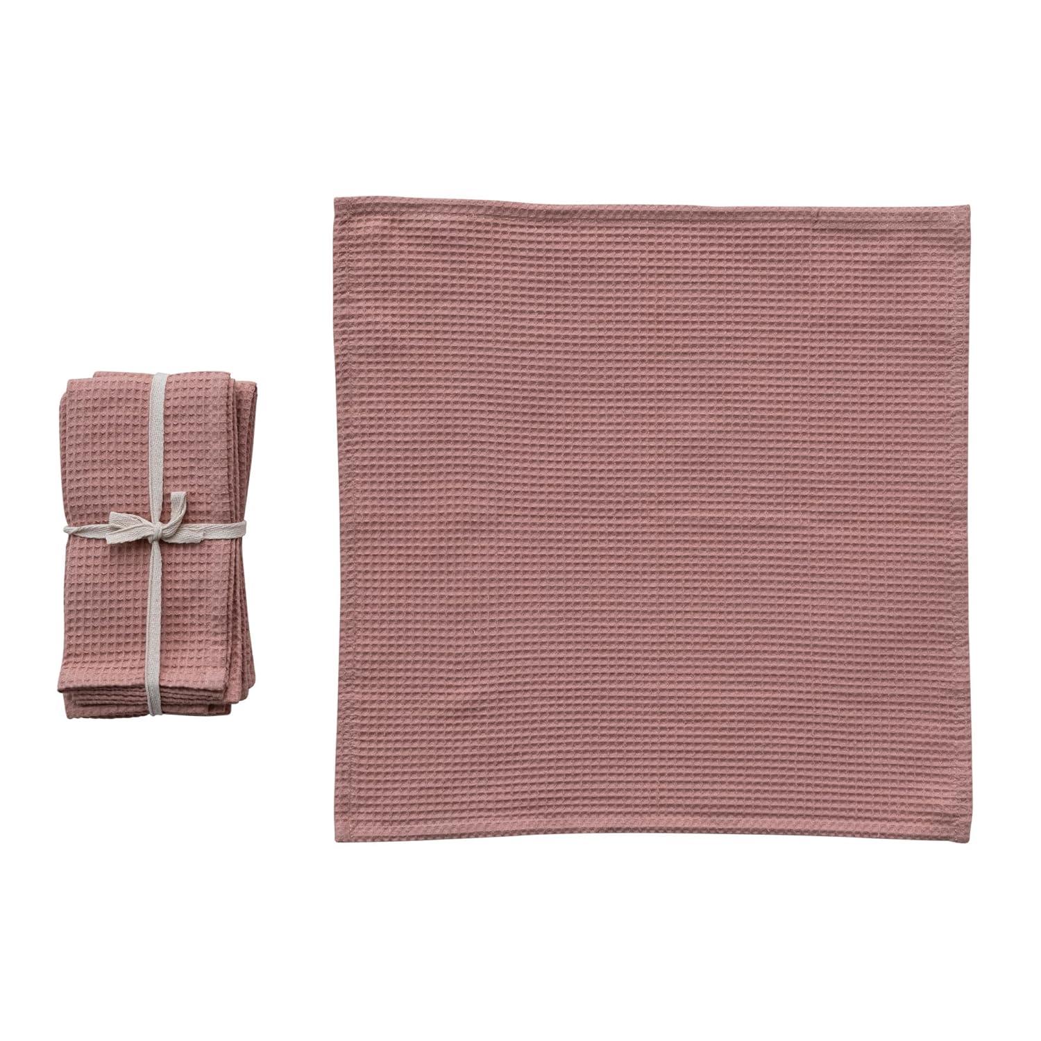 Creative Co-Op 18 Inches Square Woven Linen and Cotton Waffle Dinner Napkins for Kitchen Use, Putty Color, Set of 4