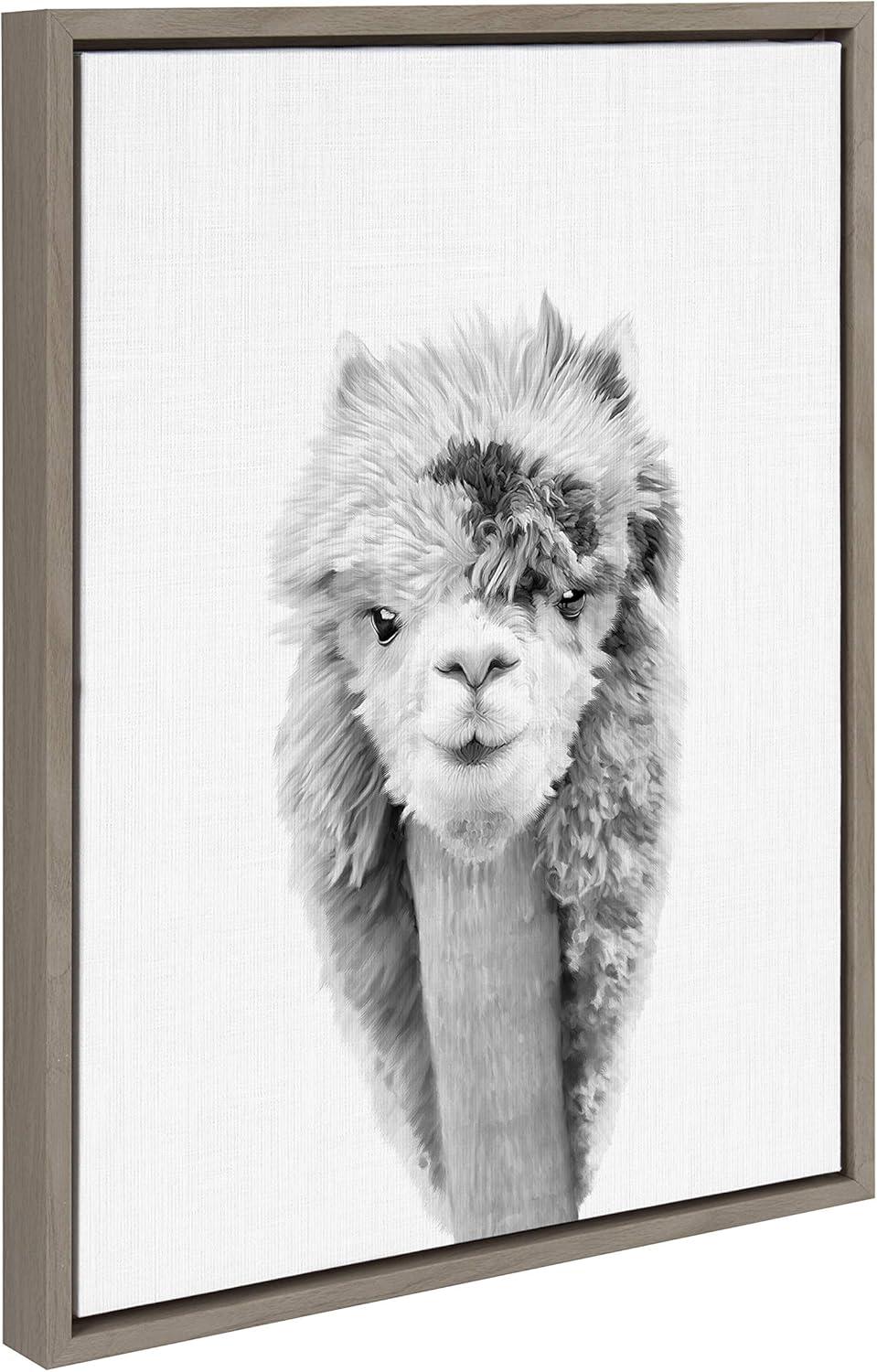 Kate and Laurel Sylvie Lionel Blotchy Alpaca Framed Canvas by Simon Te, 18x24, Gray