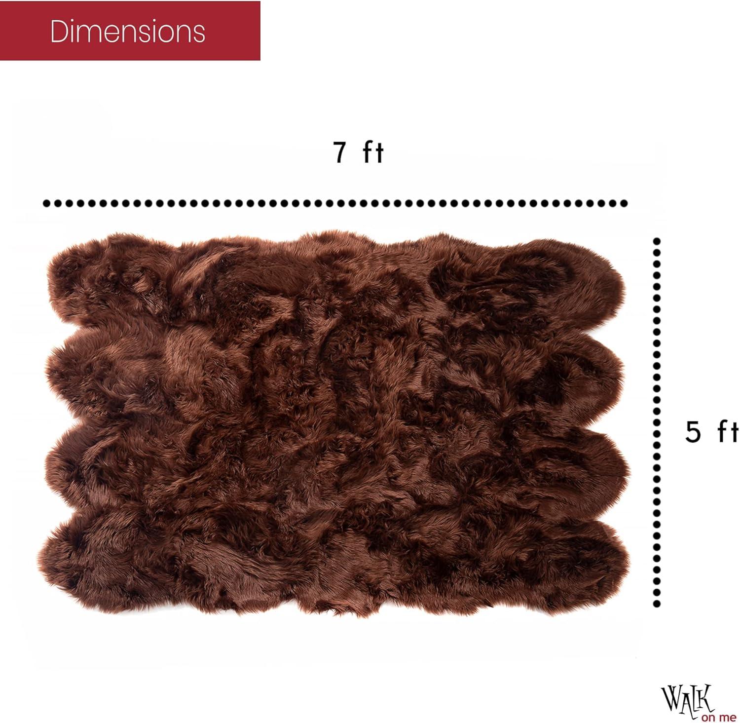 Diller Dark Brown Faux Fur Machine Washable Shag Fluffy Area Rug