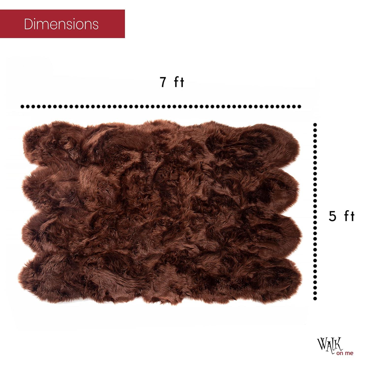 Diller Dark Brown Faux Fur Machine Washable Shag Fluffy Area Rug