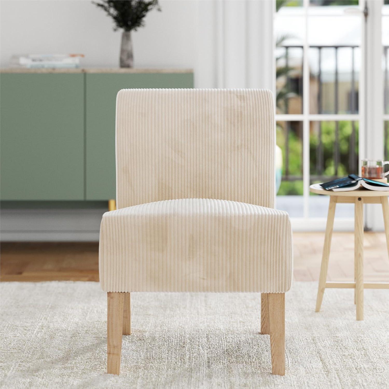 DHP Hazen Armless Upholstered Accent Chair, Ivory Corduroy