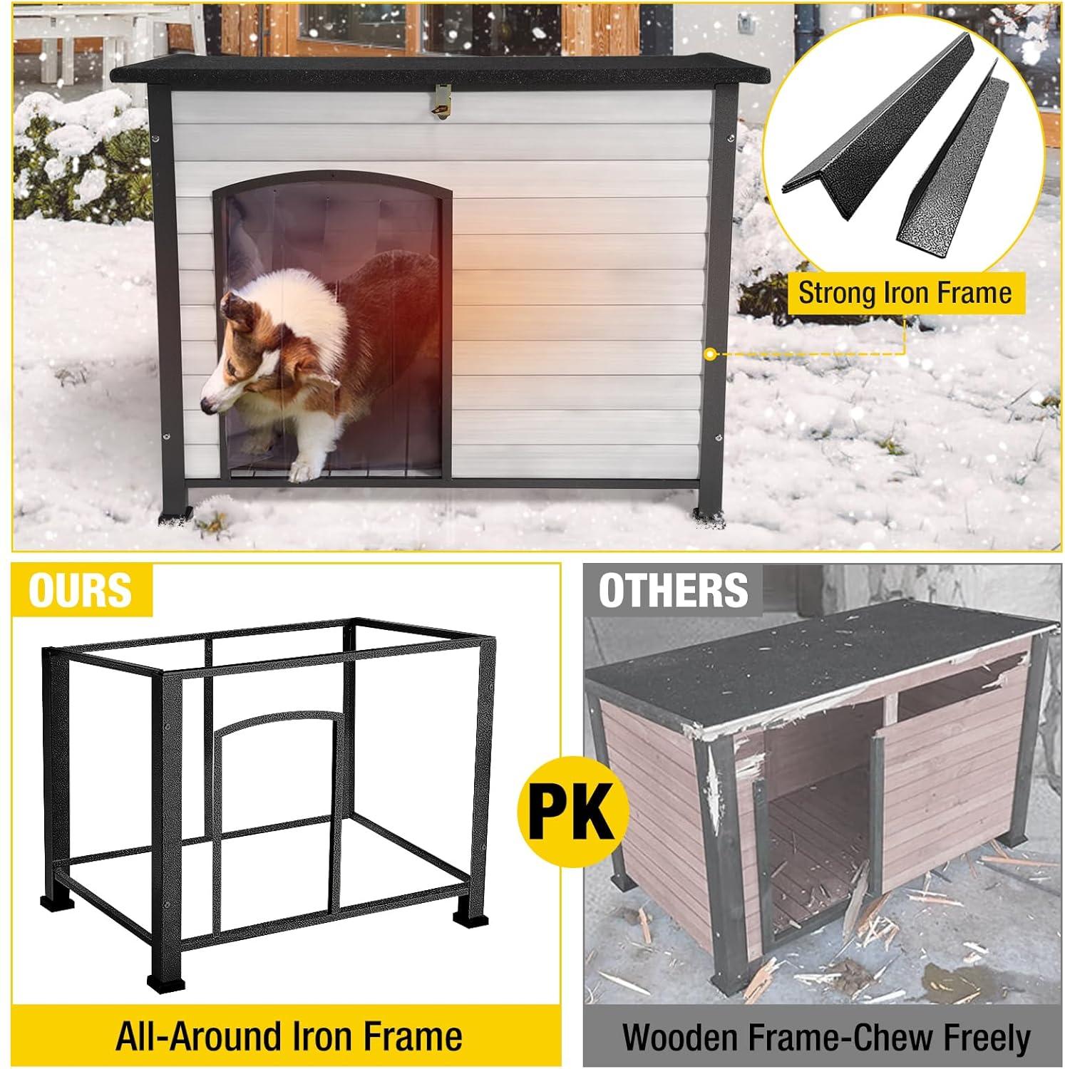 Aivituvin-AIR86-IN Large Insulated Dog House Off-White 43.3"(L) x 29.4" (W) x 33.4"(H)