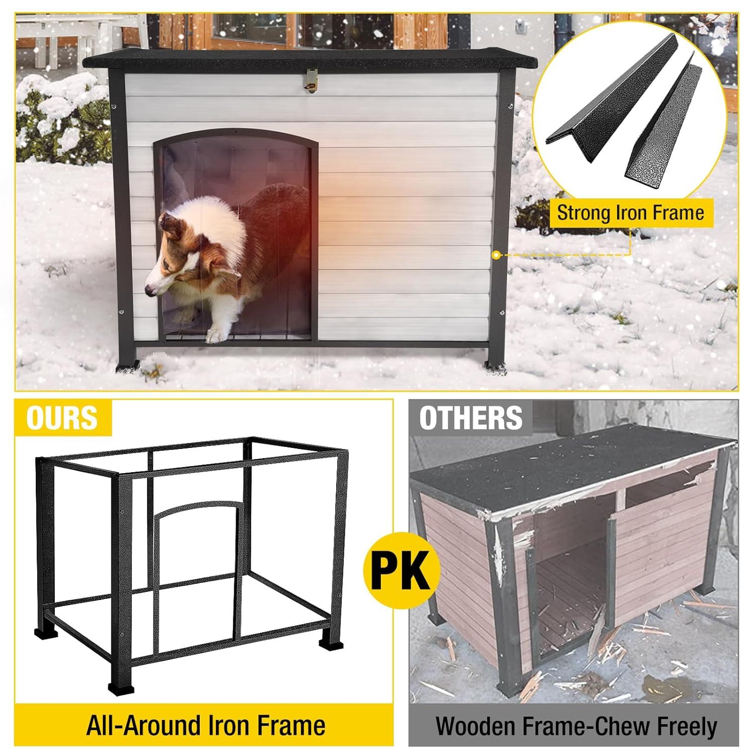 Aivituvin-AIR86-IN Large Insulated Dog House Off-White 43.3"(L) x 29.4" (W) x 33.4"(H)
