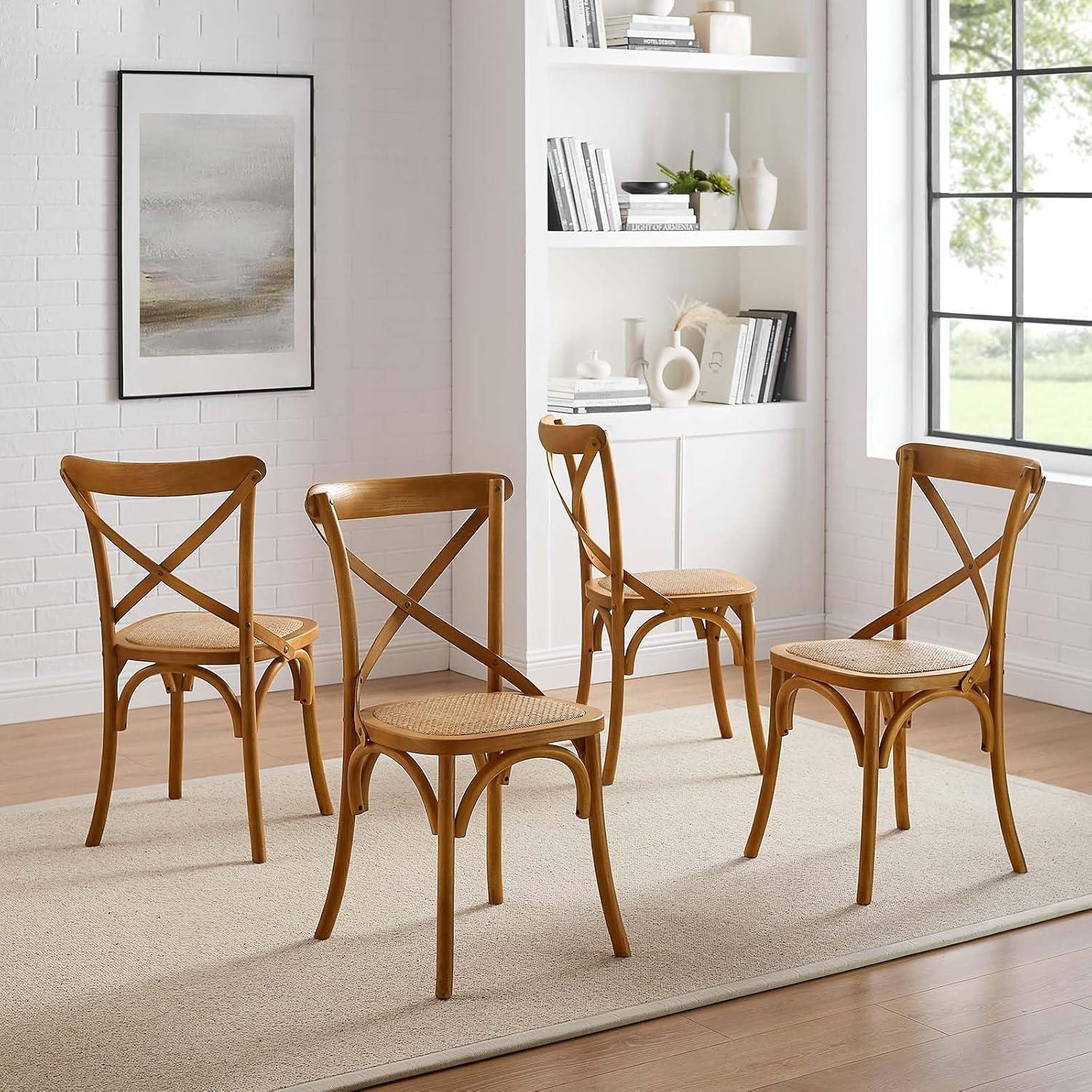 Modern Contemporary Urban Design Dining Kitchen Room Side Chair, Set of Four, Wood, Brown