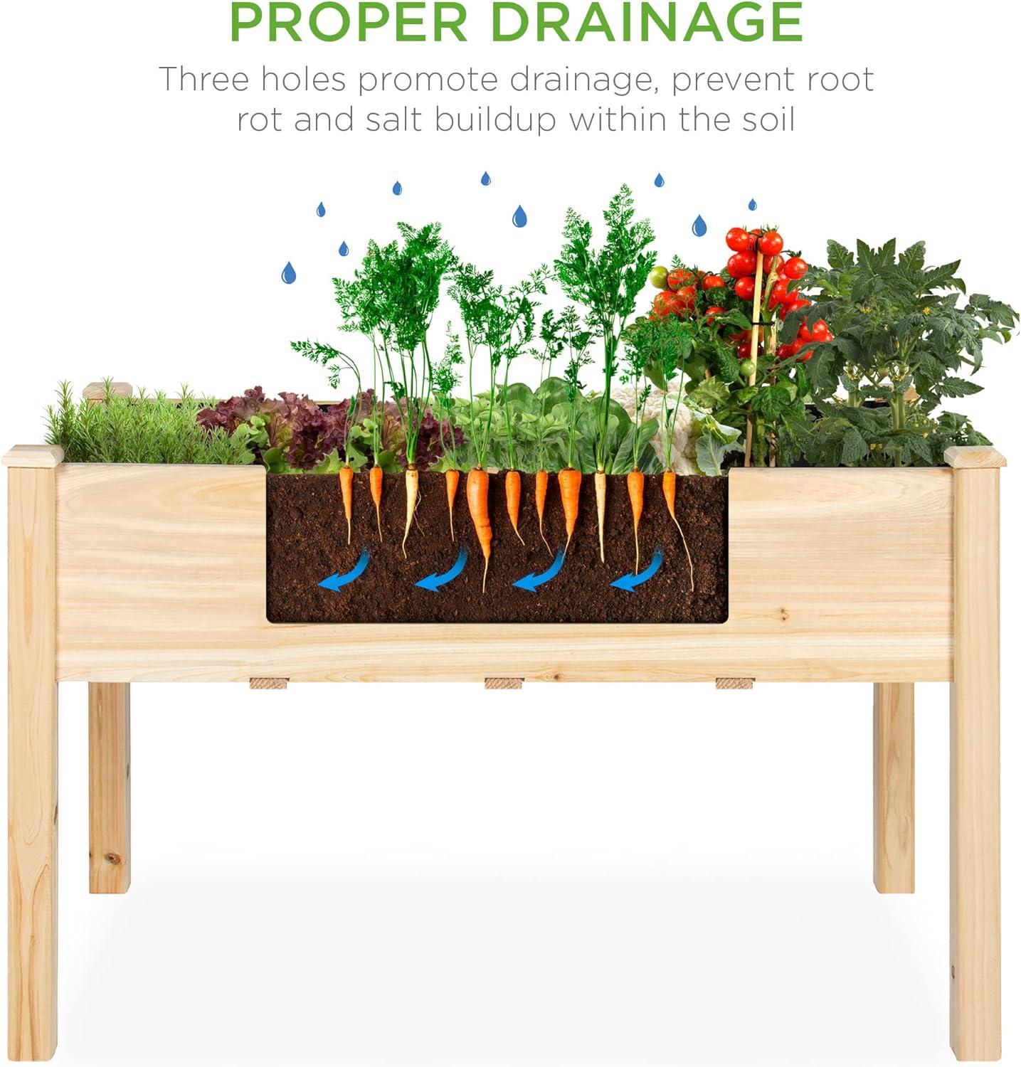 Best Choice Product 48x24x30in Raised Garden Bed, Elevated Wooden Planter for Yard w/ Foot Caps, Bed Liner