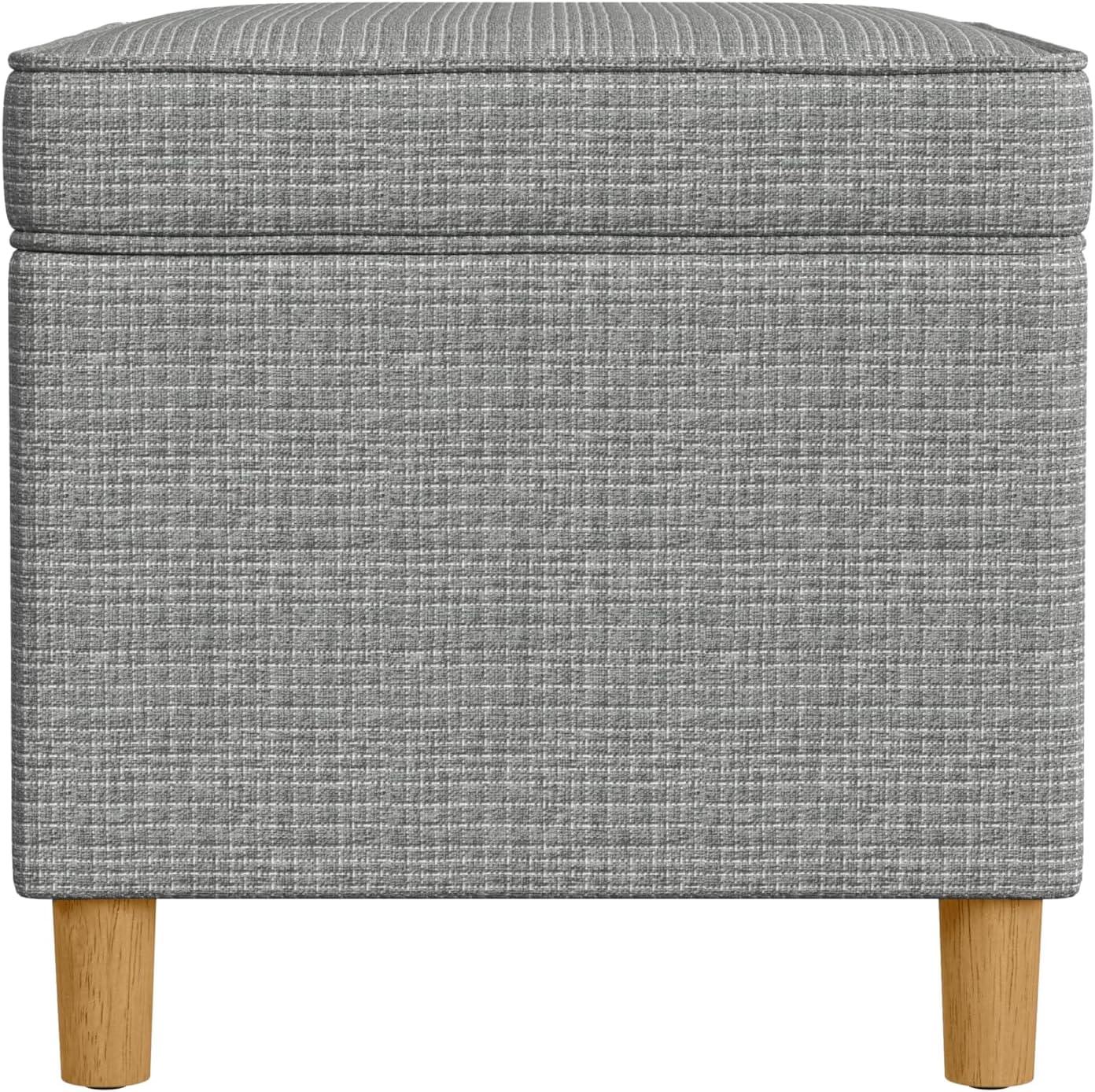 HomePop 24" Dinah Storage Ottoman Sage: Upholstered Footstool, Traditional Rectangle Shape, Spot Clean