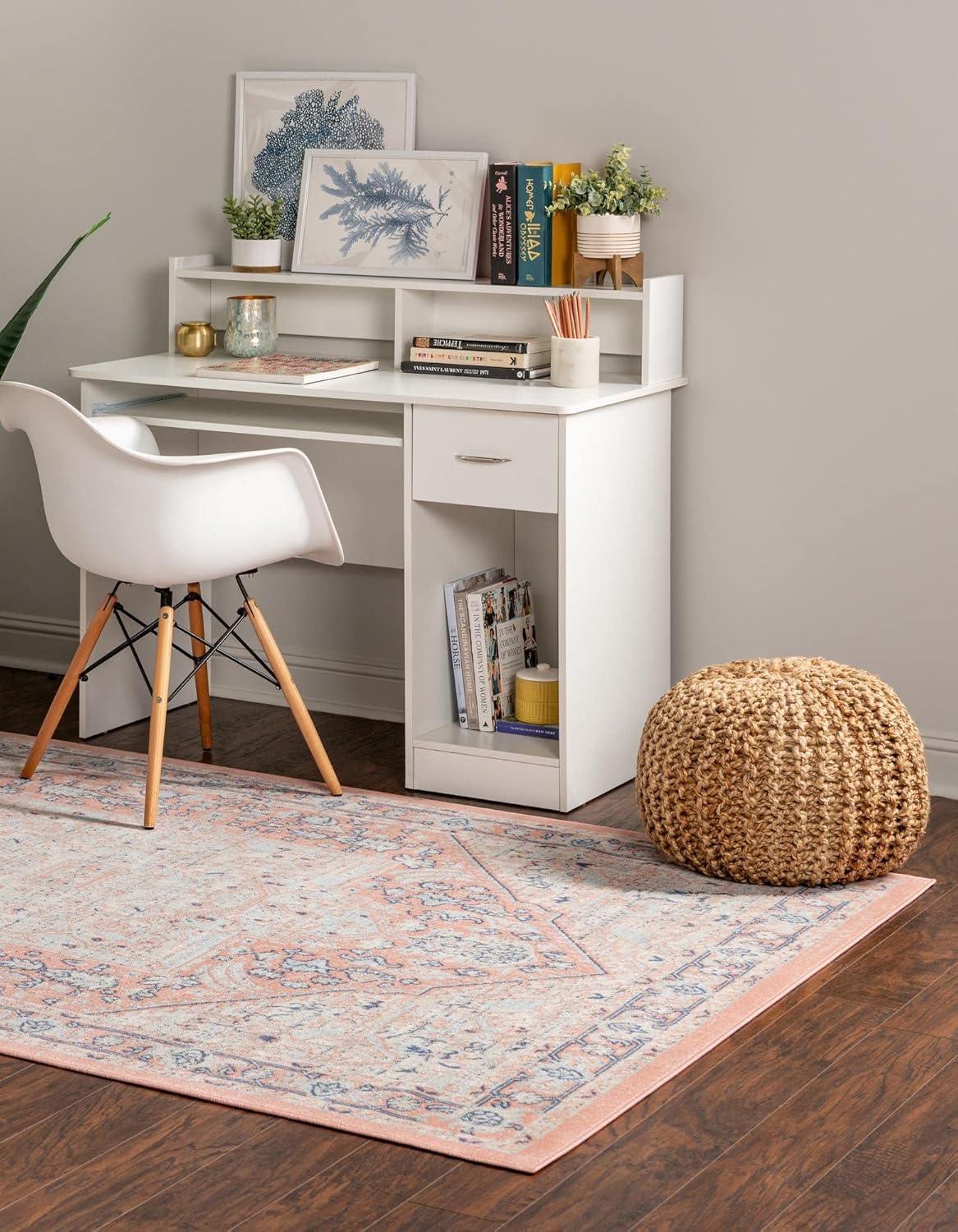 Unique Loom Whitney Collection Area Rug - Milano (10'  x 14' Rectangle Powder Pink/Blue)