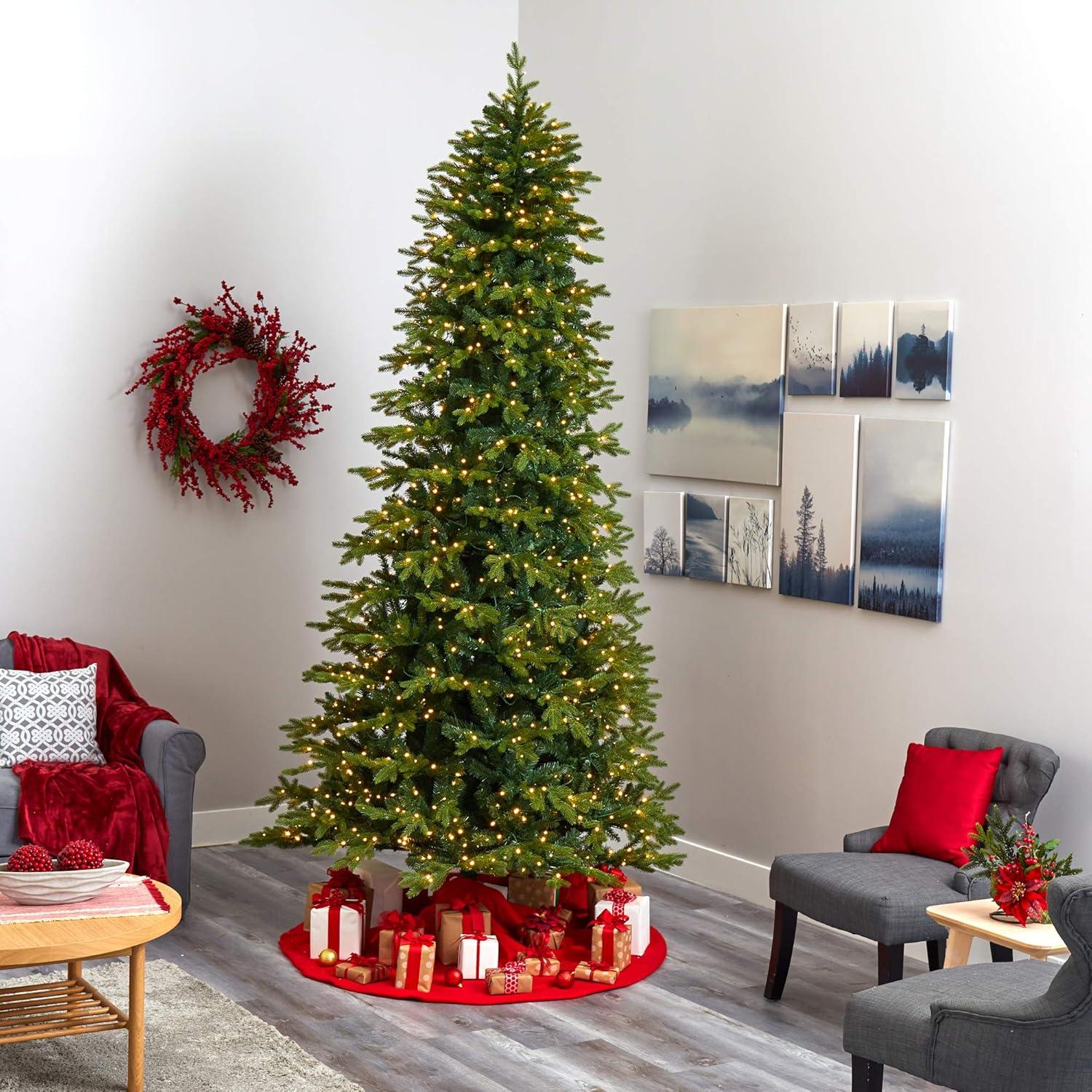 XINHAO 10ft. Belgium Fir Natural Look Artificial Christmas Tree with 1050 Clear LED Lights