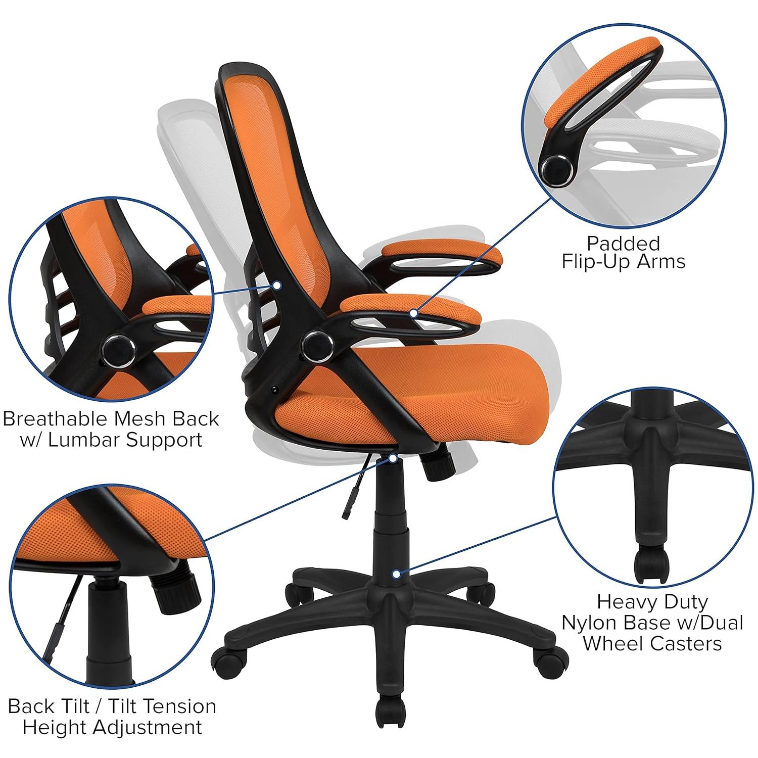 Flash Furniture Cappello High-Back Mesh Swivel Ergonomic Office Chair with Flip-Up Arms