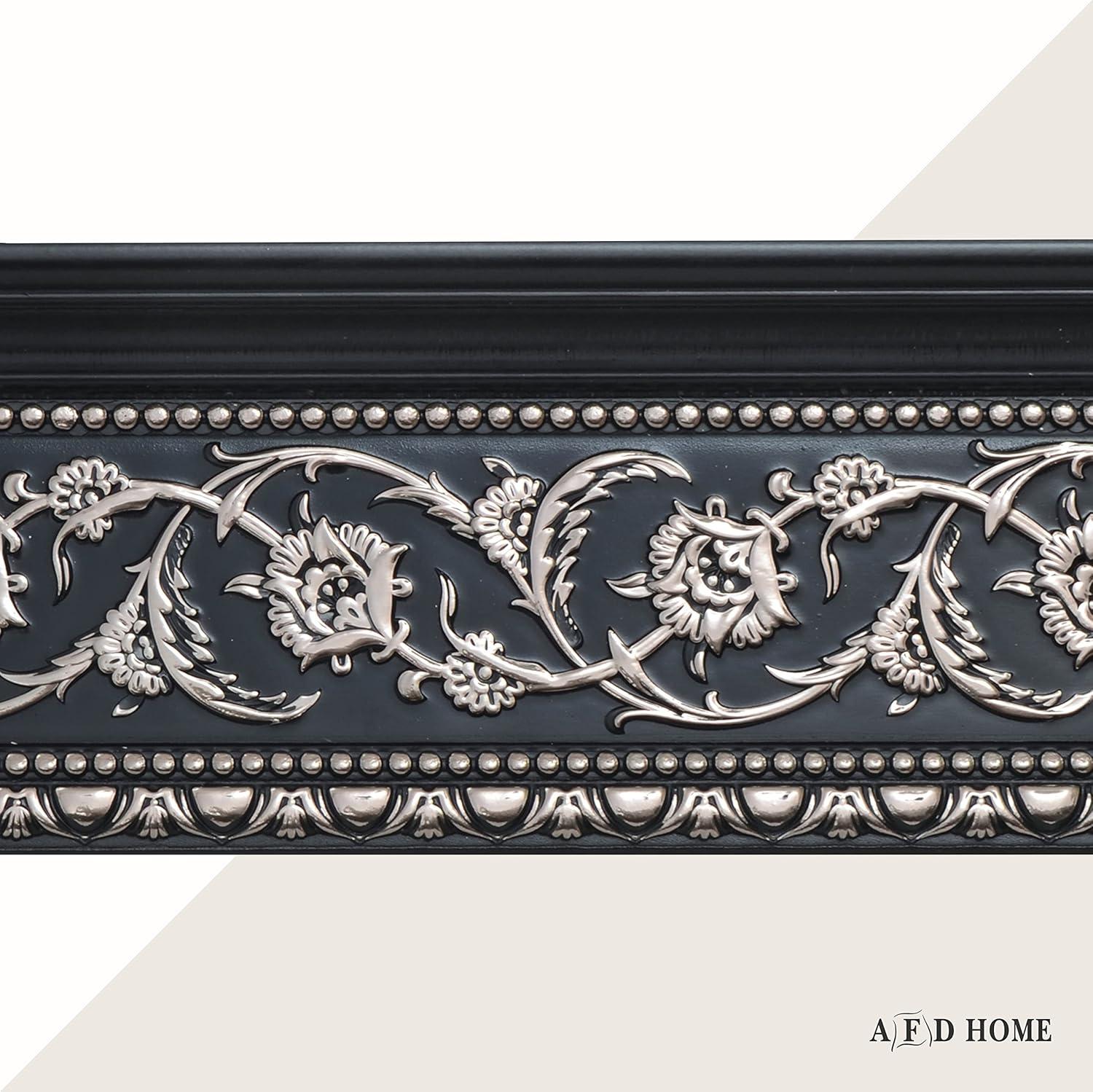 AFD Silver Floral and Black Crown Moulding 94 Inch
