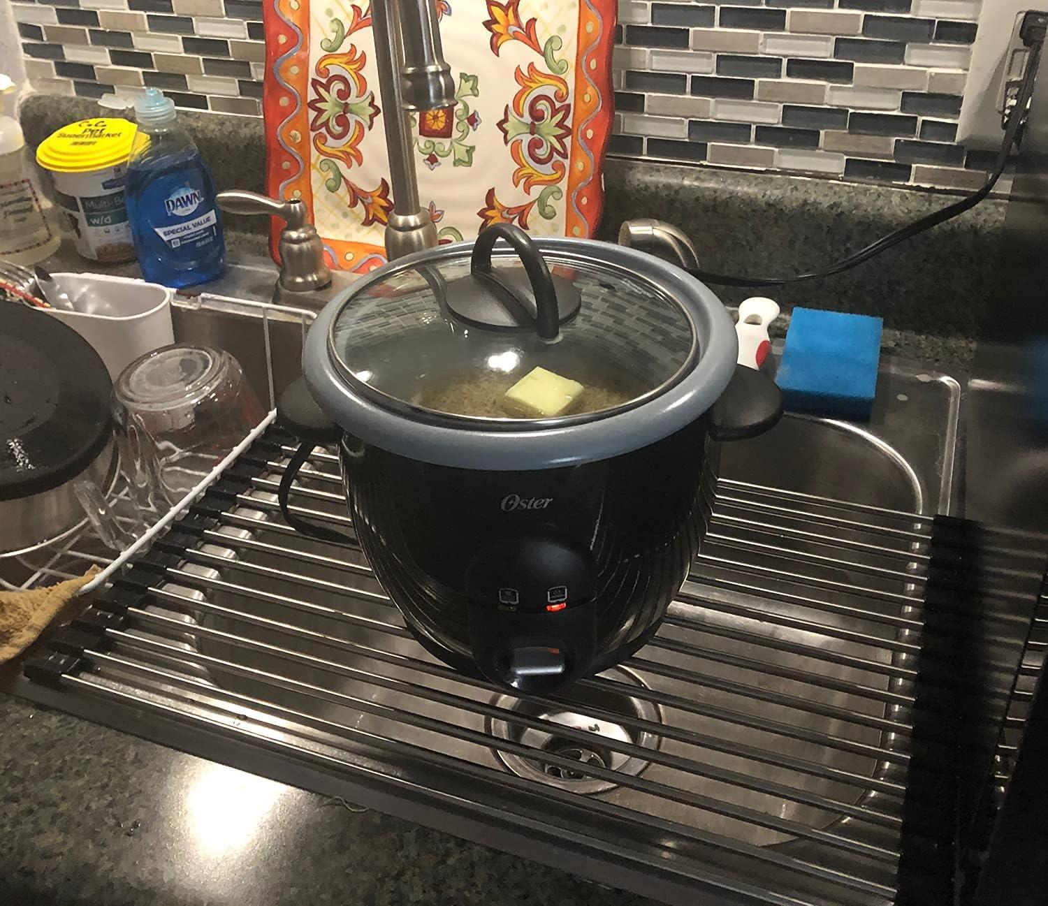 Ahyuan Roll up Dish Drying Rack Over The Sink Kitchen Roll up Sink Drying Rack Portable Dish Drainer Foldable Dish Drying Rack (Black, 17.8''X3.7'')