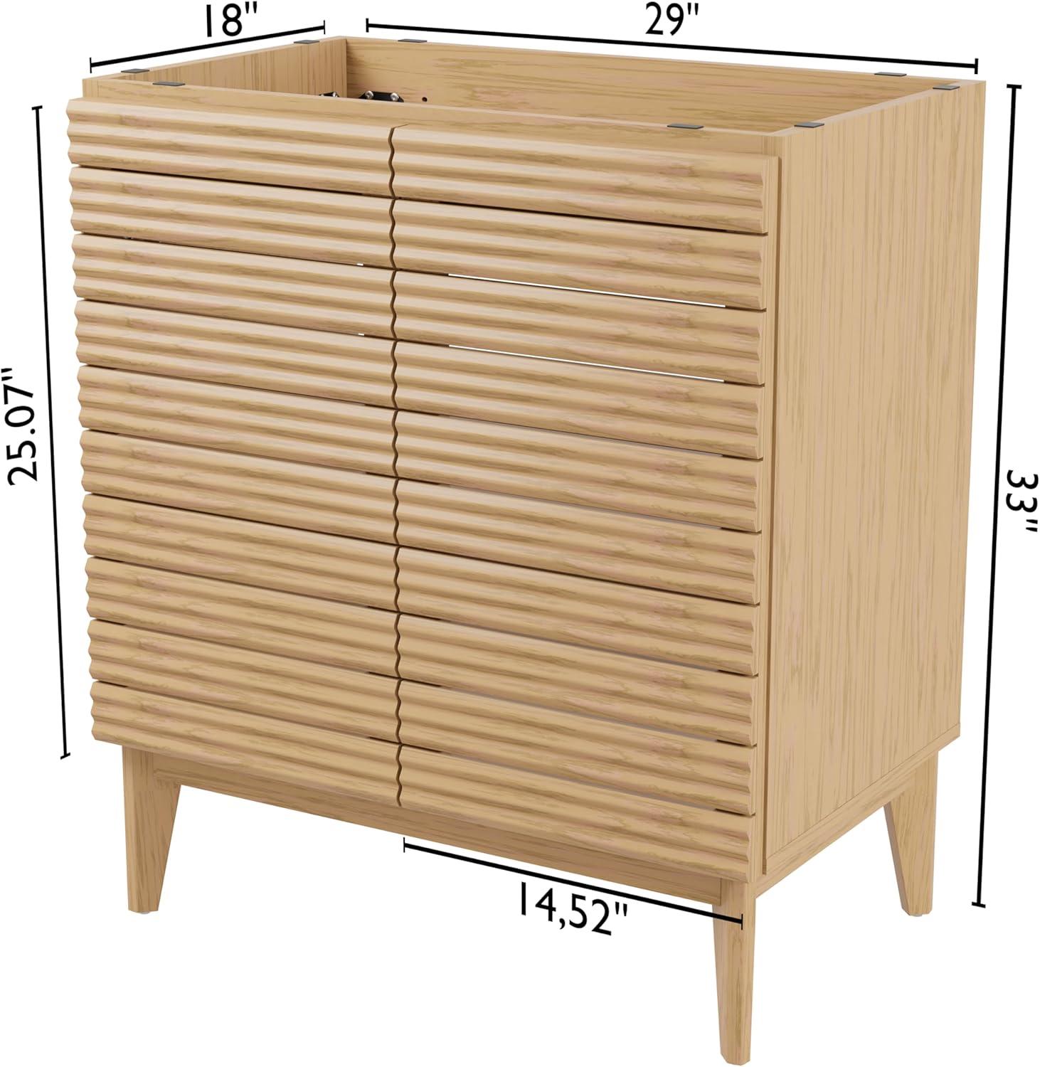 Calandre 30" Slat Modern Farmhouse 2-Shelf Bath Vanity Cabinet Only (Sink Basin not Included)