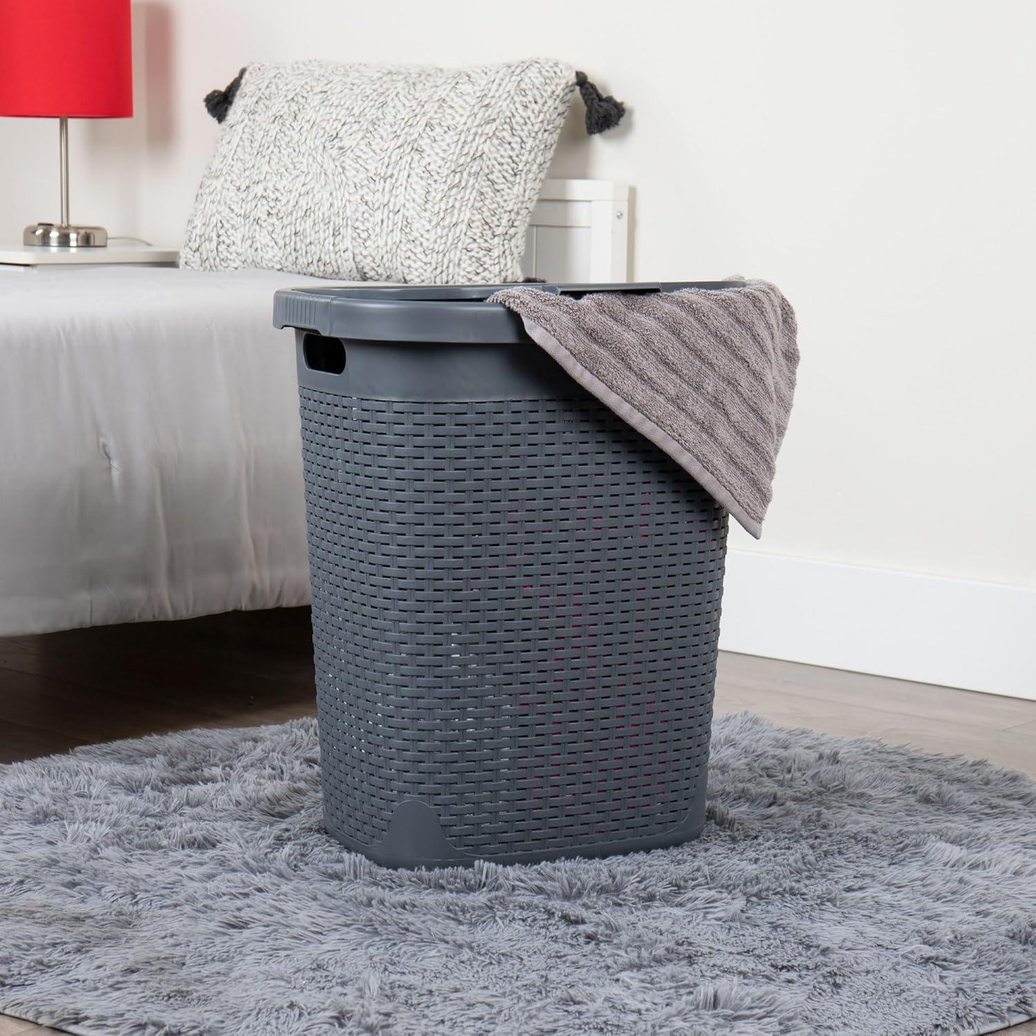 Mind Reader Mind Reader 50L Slim Laundry Hamper, Clothes Basket, Lid, Plastic