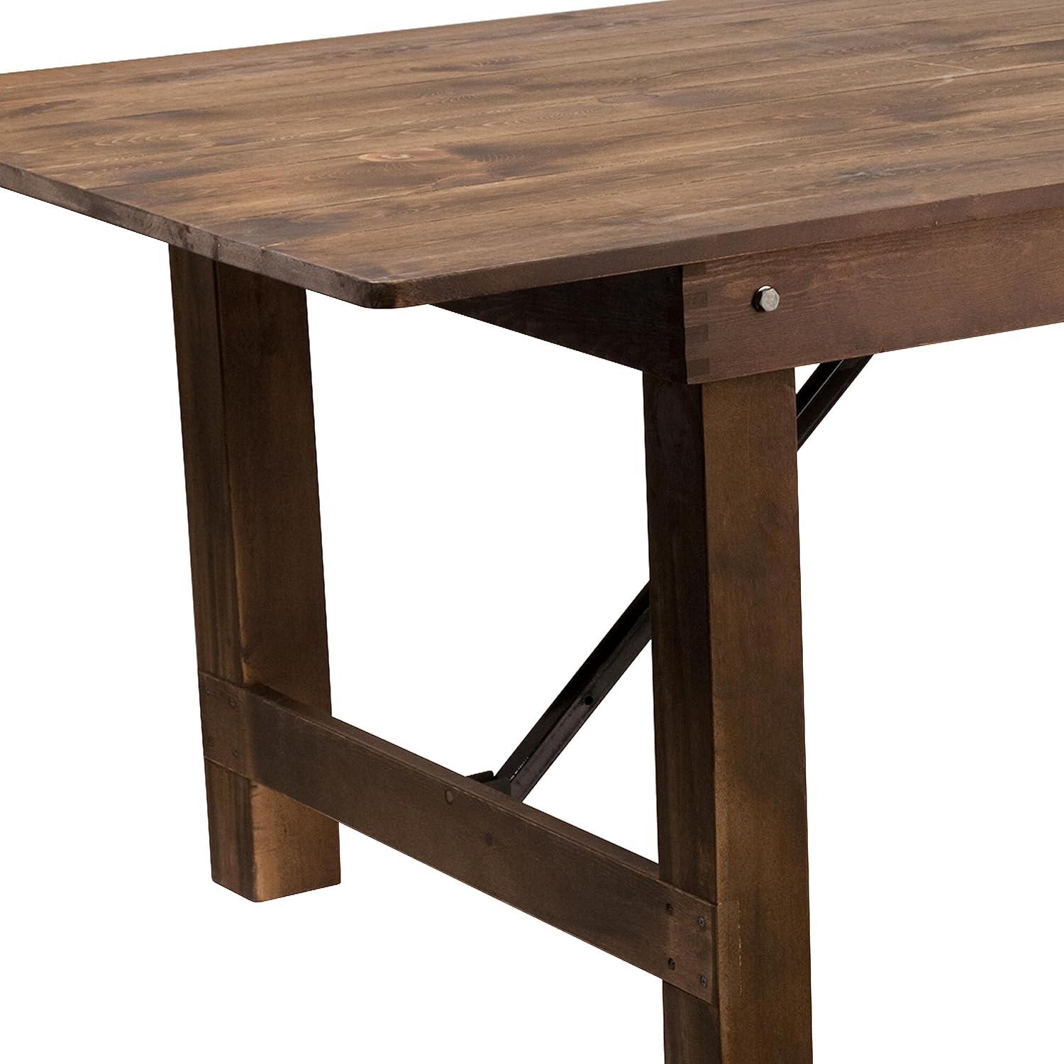 Flash Furniture Hercules Series 9' x 40" Rectangular Rustic Solid Pine Folding Dining Table