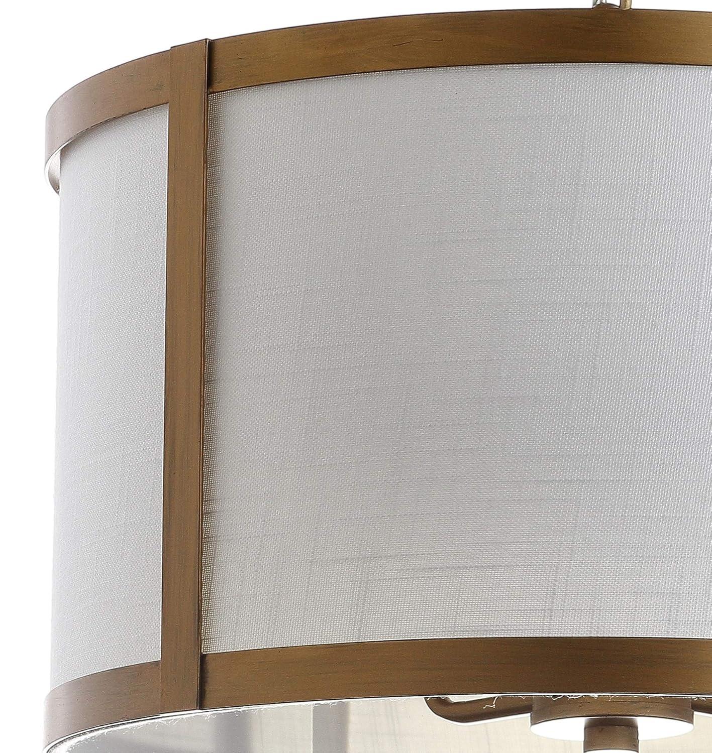 Thatcher 17" Metal LED Pendant Light, Gold/White