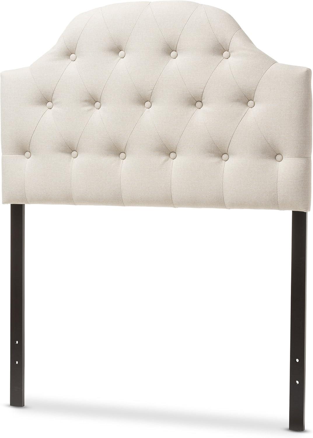 Queen Morris Modern And Contemporary Faux Leather Upholstered Button-Tufted Scalloped Headboard White - Baxton Studio: Curved, Adjustable